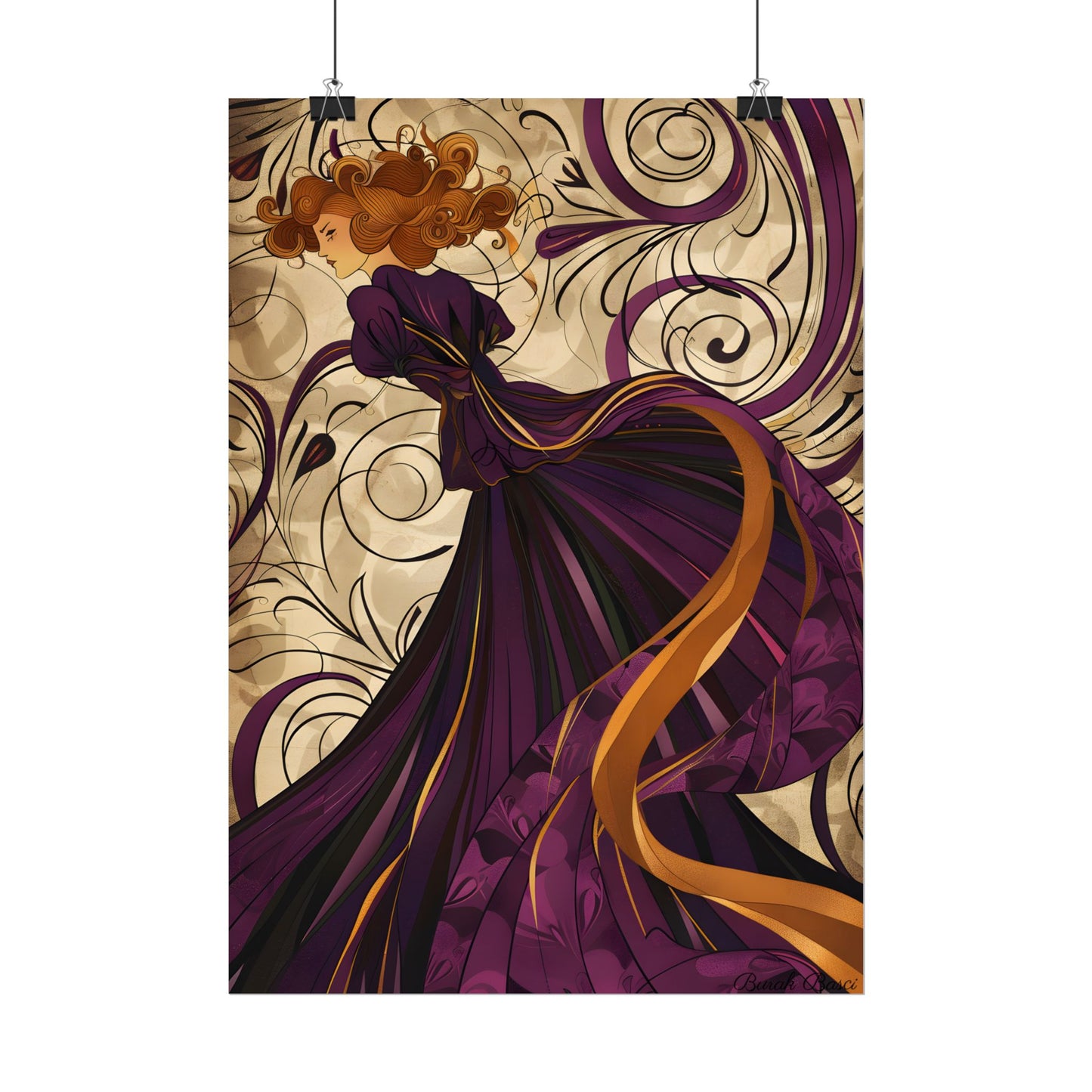 Art Nouveau Masterpiece: Elegant Geometric Design - Poster