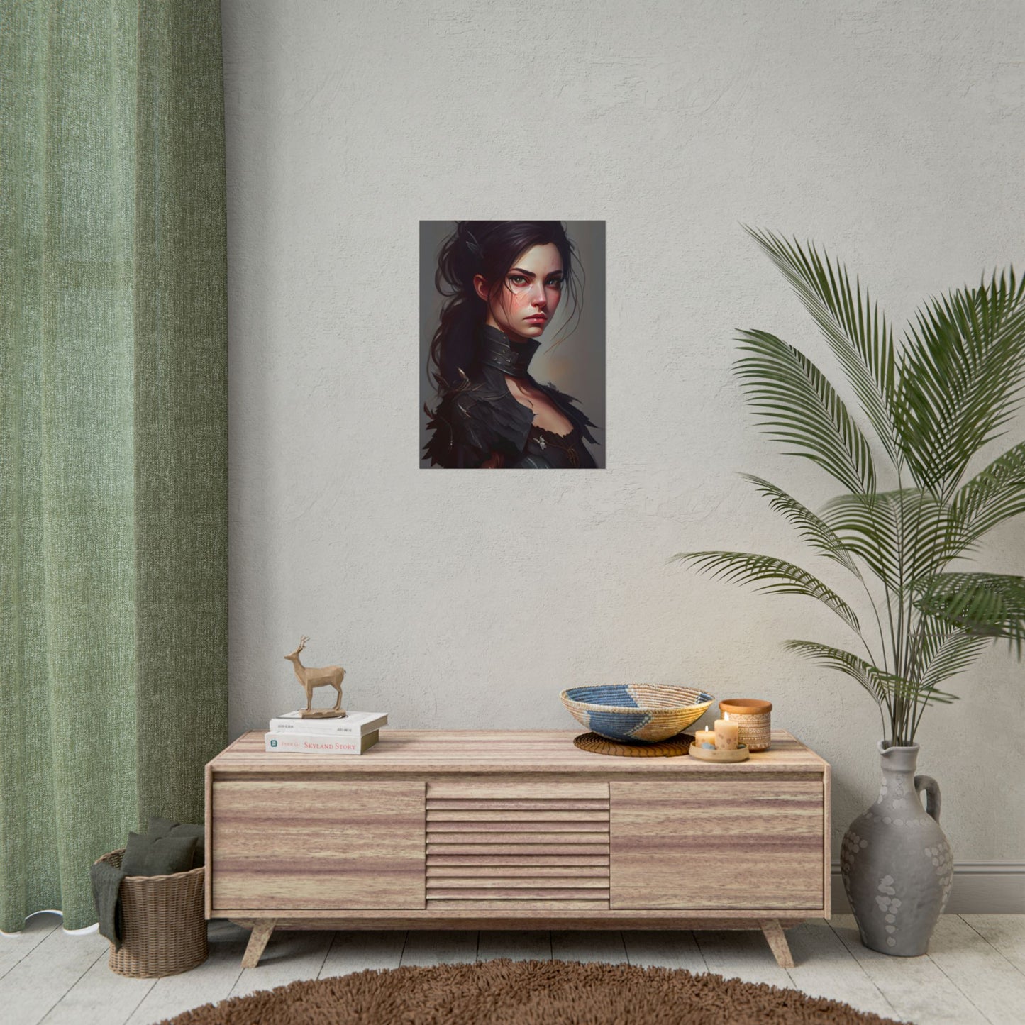 Artistic Female Portrait: Elegant Dress Digital Artwork - Poster
