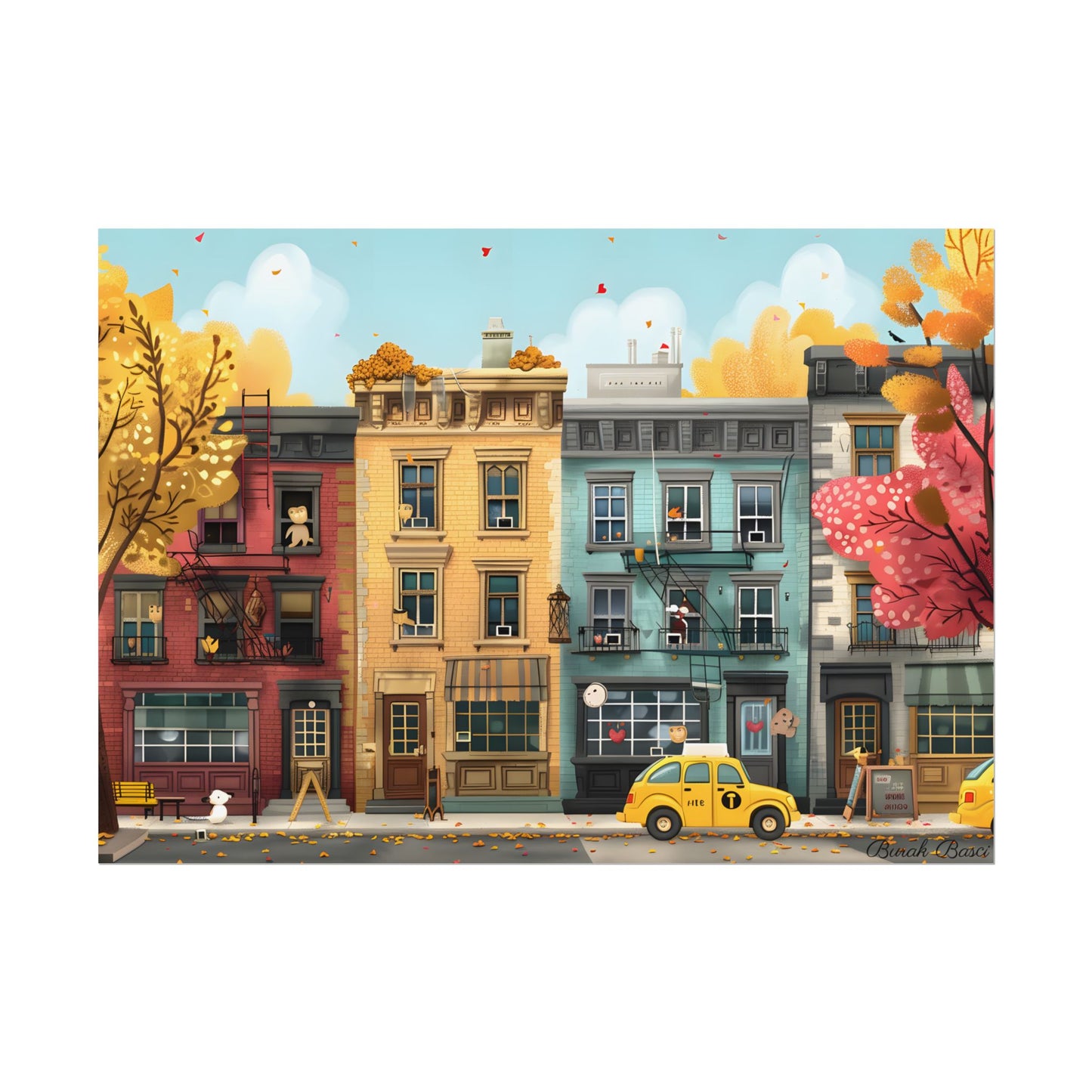 Whimsical Wonder: Playful Yellow Building Illustration - Poster
