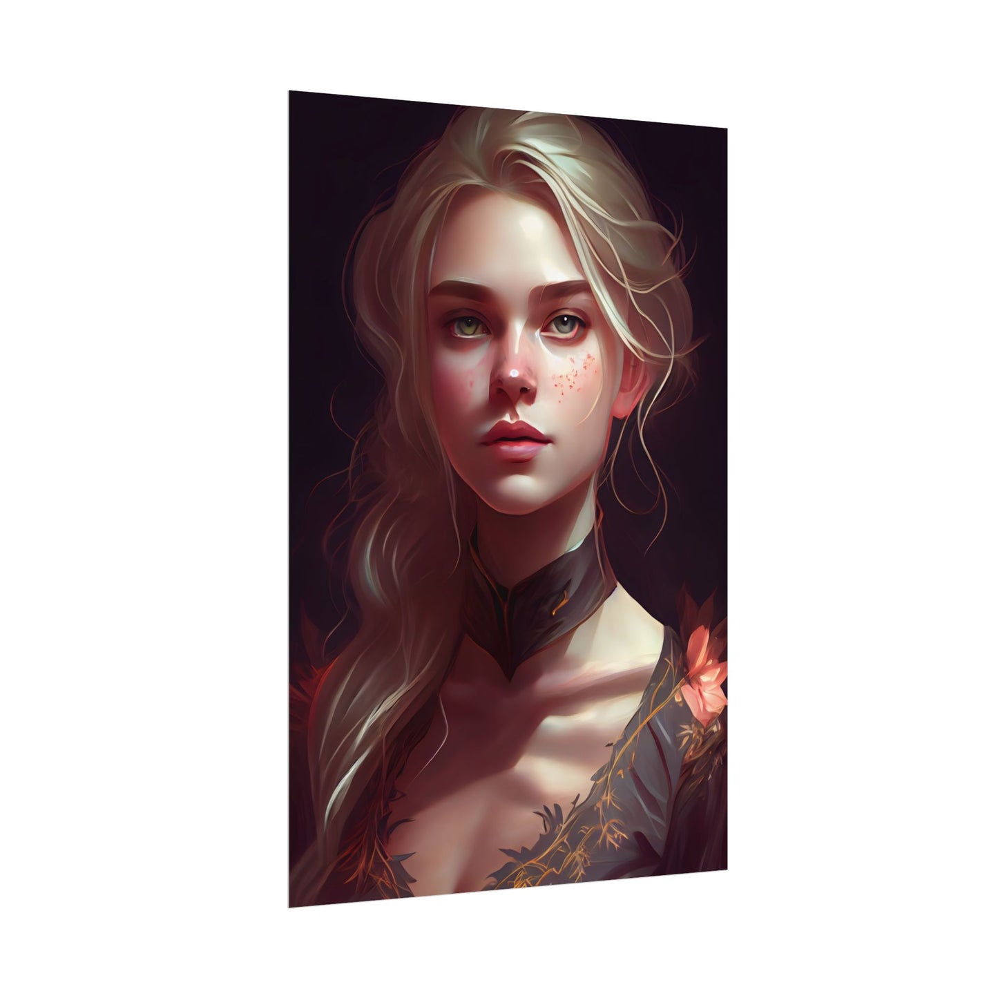 Astonishing Blonde Portrait: Artistic Beauty in Darkness - Poster