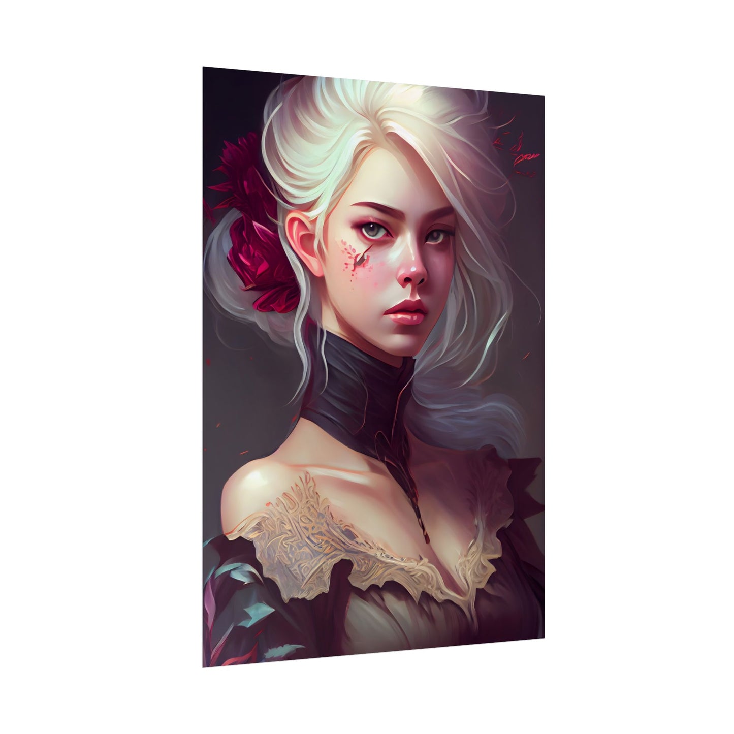 Blonde Beauty in Nature: Realistic Portrait Art - Poster
