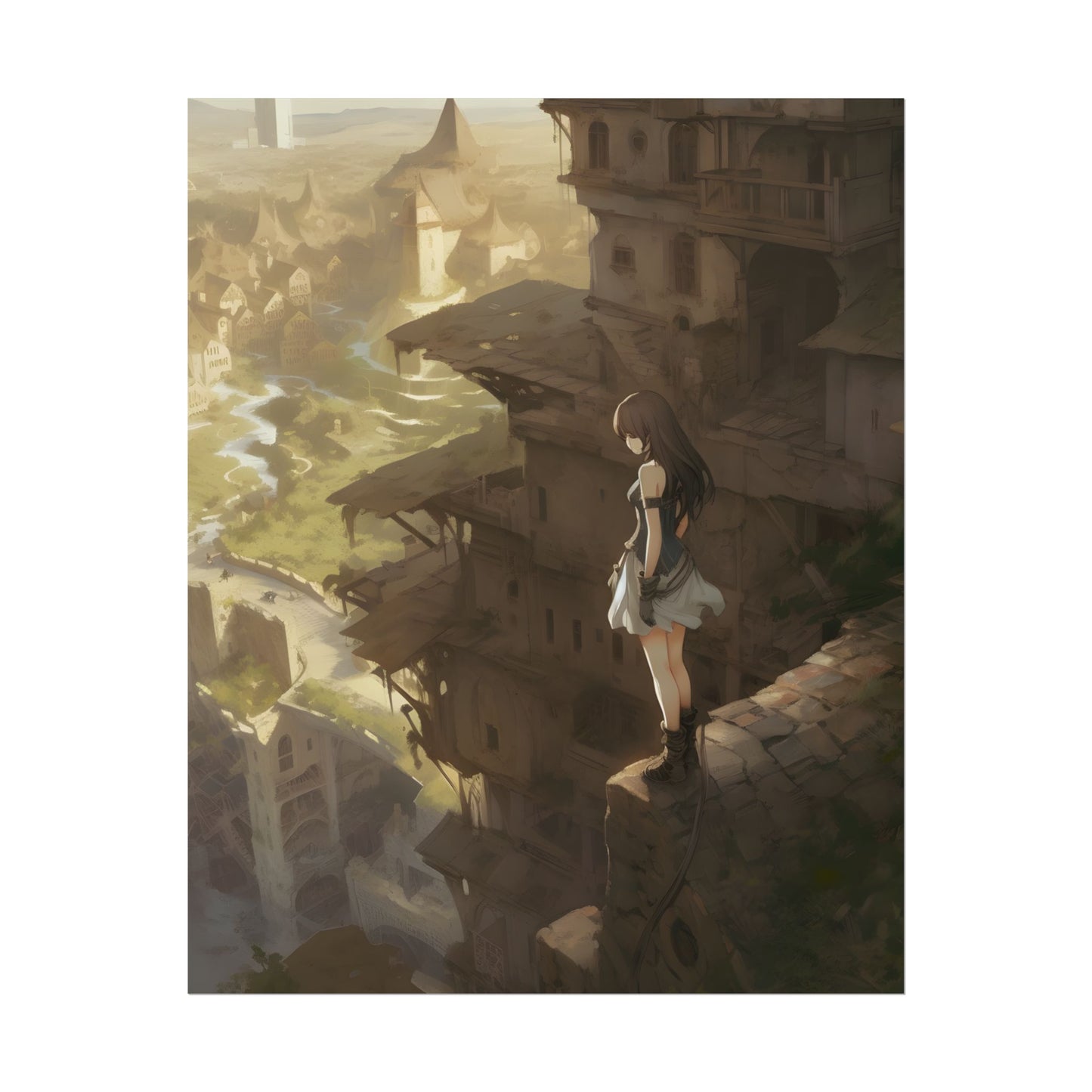 Anime Bird in Flight: Feathered Friend Soaring Through Air - Poster