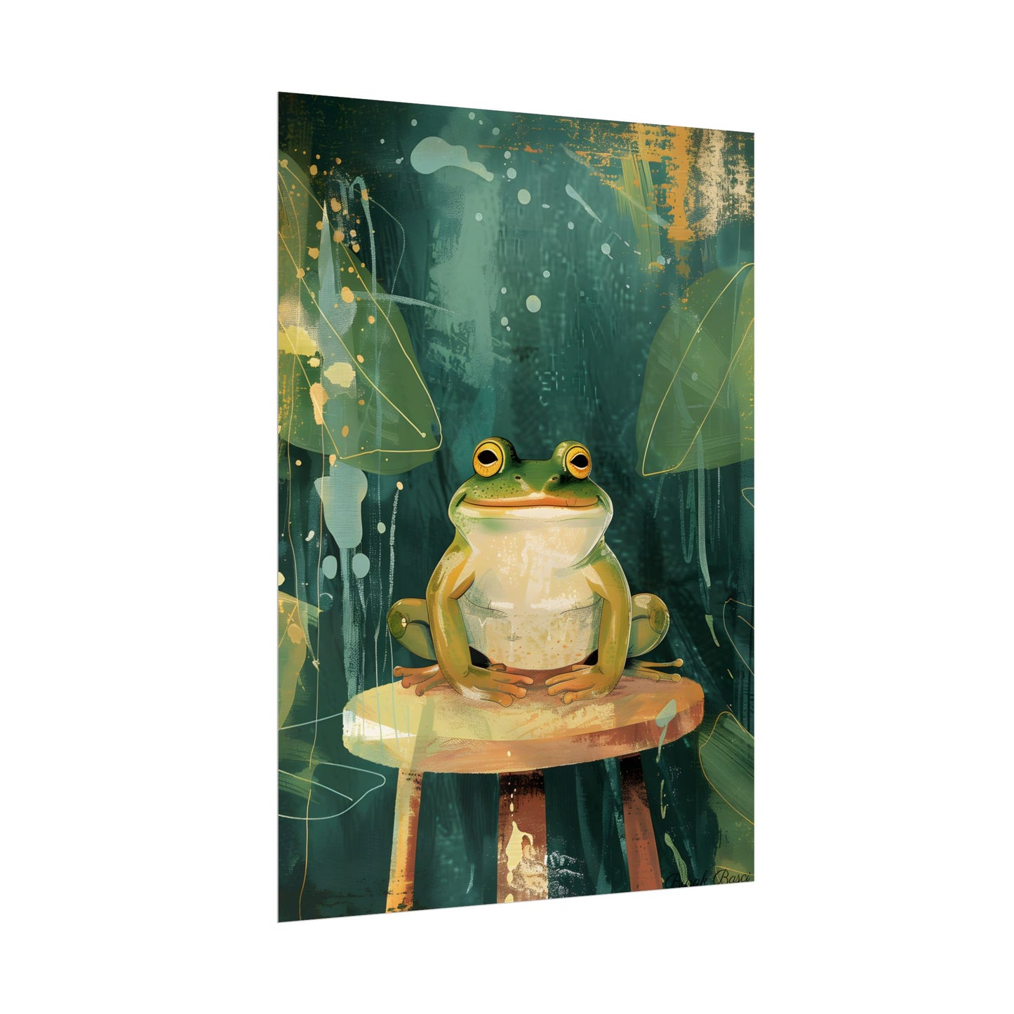 Whimsical Frog Cartoon: Colorful Ta Illustration - Poster