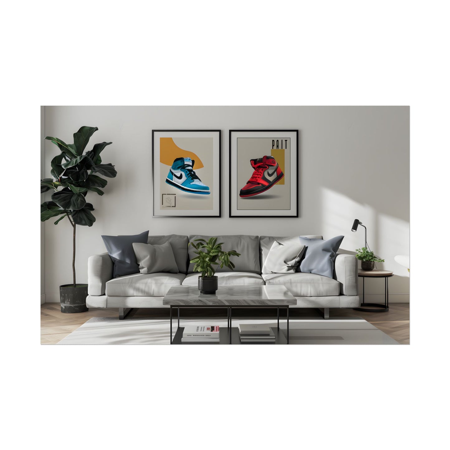 Minimalist Modern Living Room: Neutral Colors & Natural Light Art - Poster