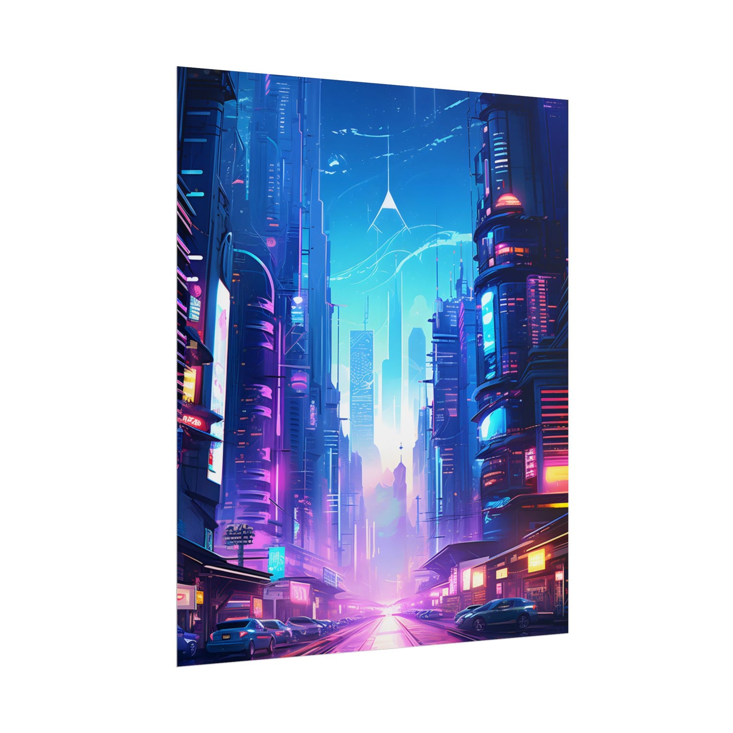 Futuristic Cityscape: Cyberpunk Dystopia Digital Artwork - Poster