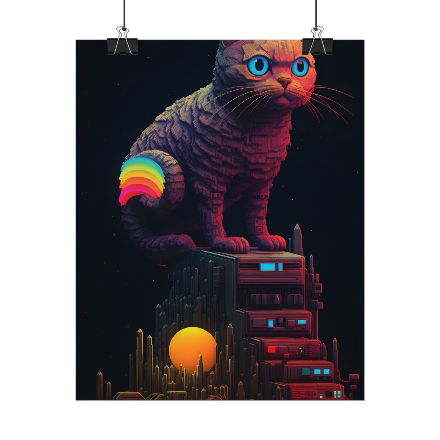 Pixelated Cyber Pets: Futuristic Digital Art - Poster