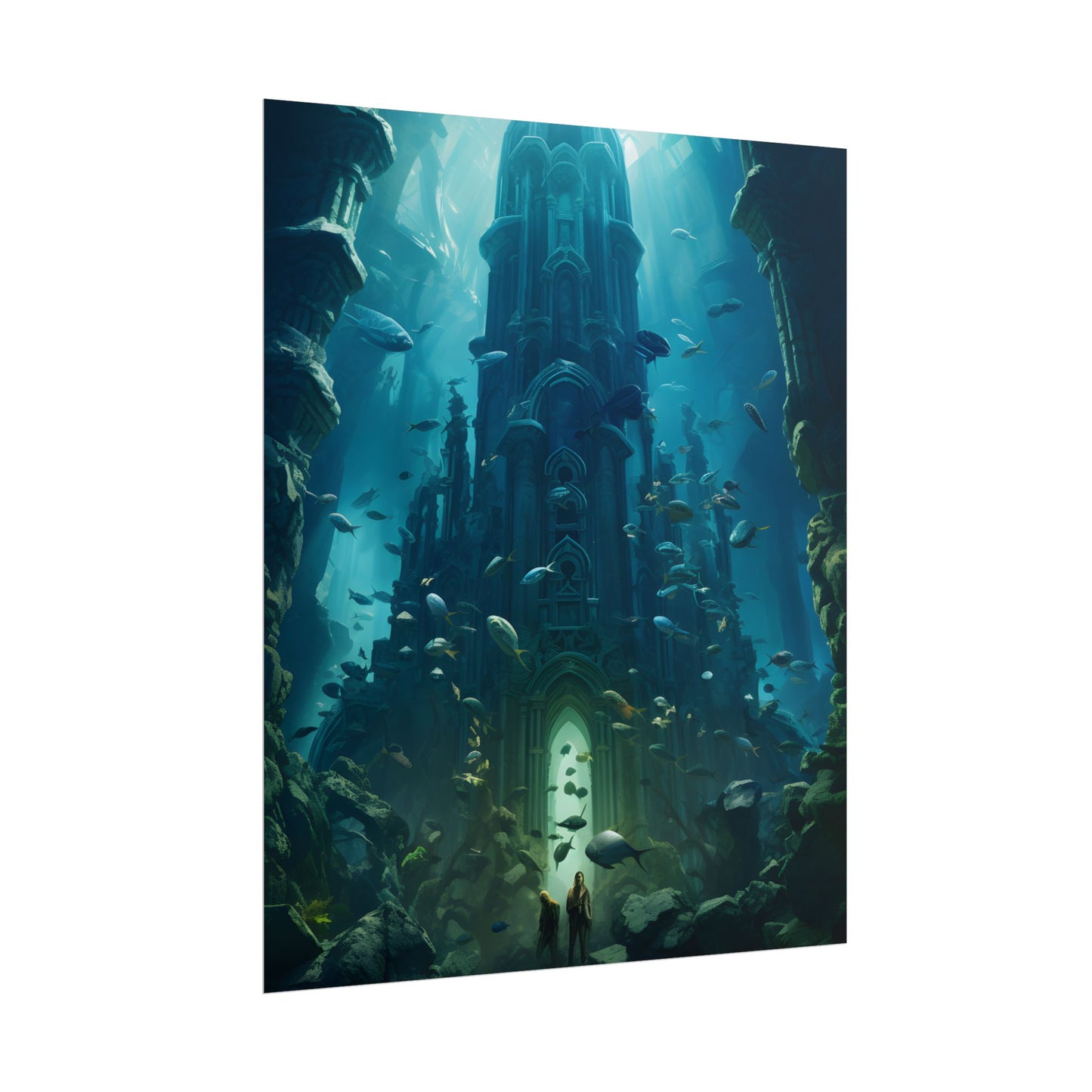 Sunken Ancient City: Underwater Ruins Digital Art - Poster