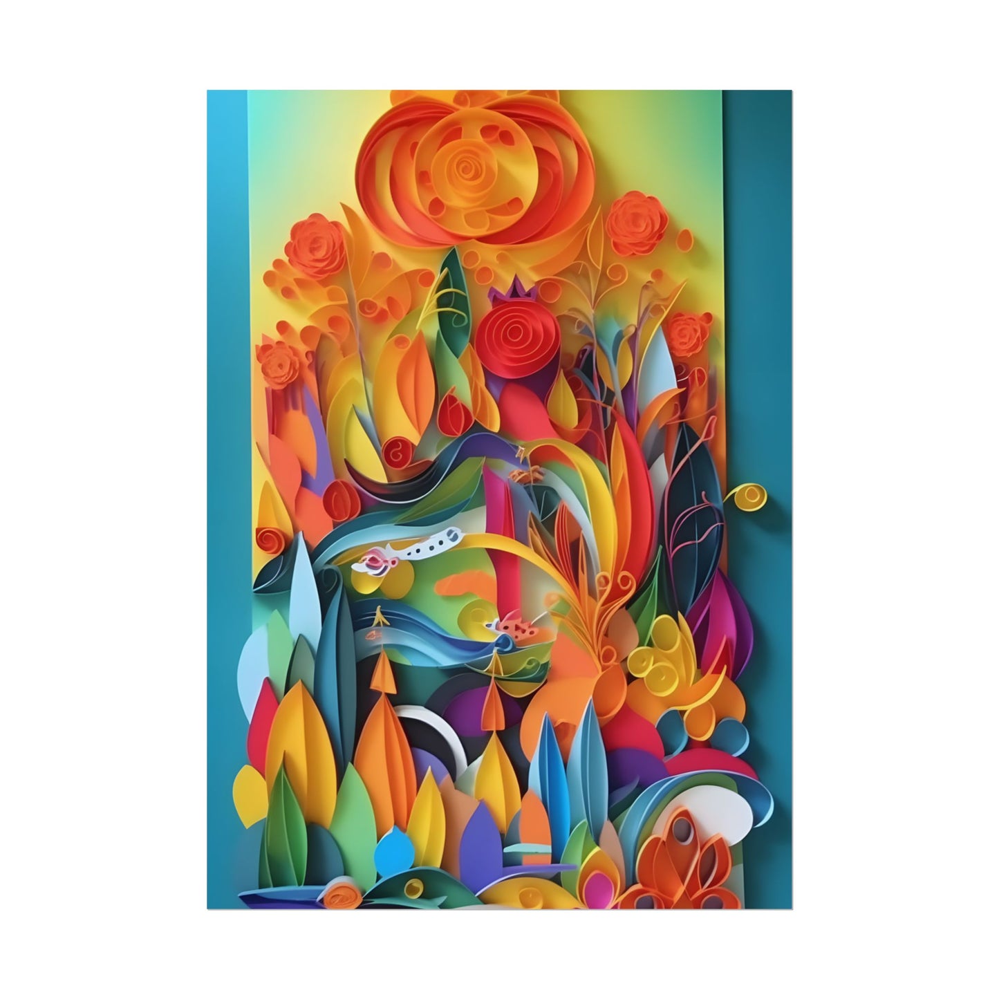Colorful Quilled Indian Landscape Artwork - Poster