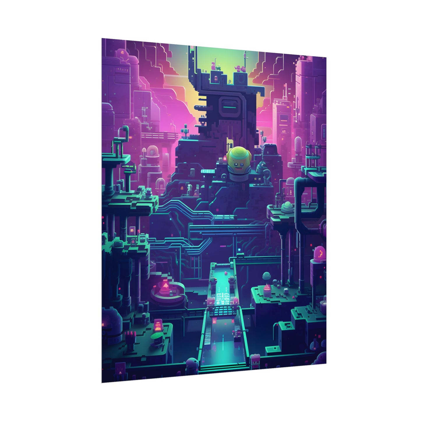 Vibrant Cyber-Pets: Gamified Pixelated Digital Art - Poster