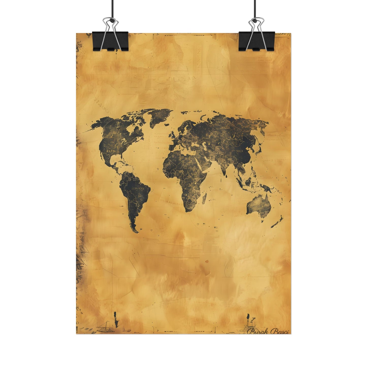 Vintage World Map: Decorative Art Piece - Poster