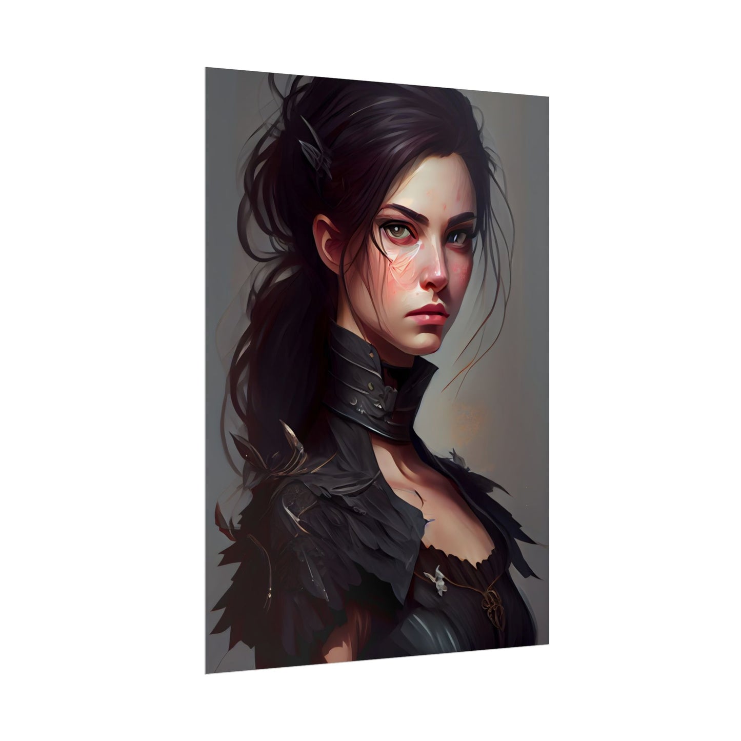 Artistic Female Portrait: Elegant Dress Digital Artwork - Poster