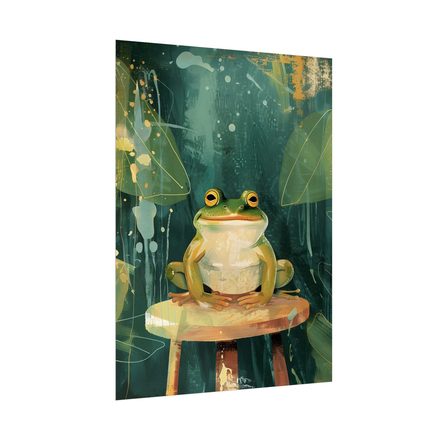 Whimsical Frog Cartoon: Colorful Ta Illustration - Poster
