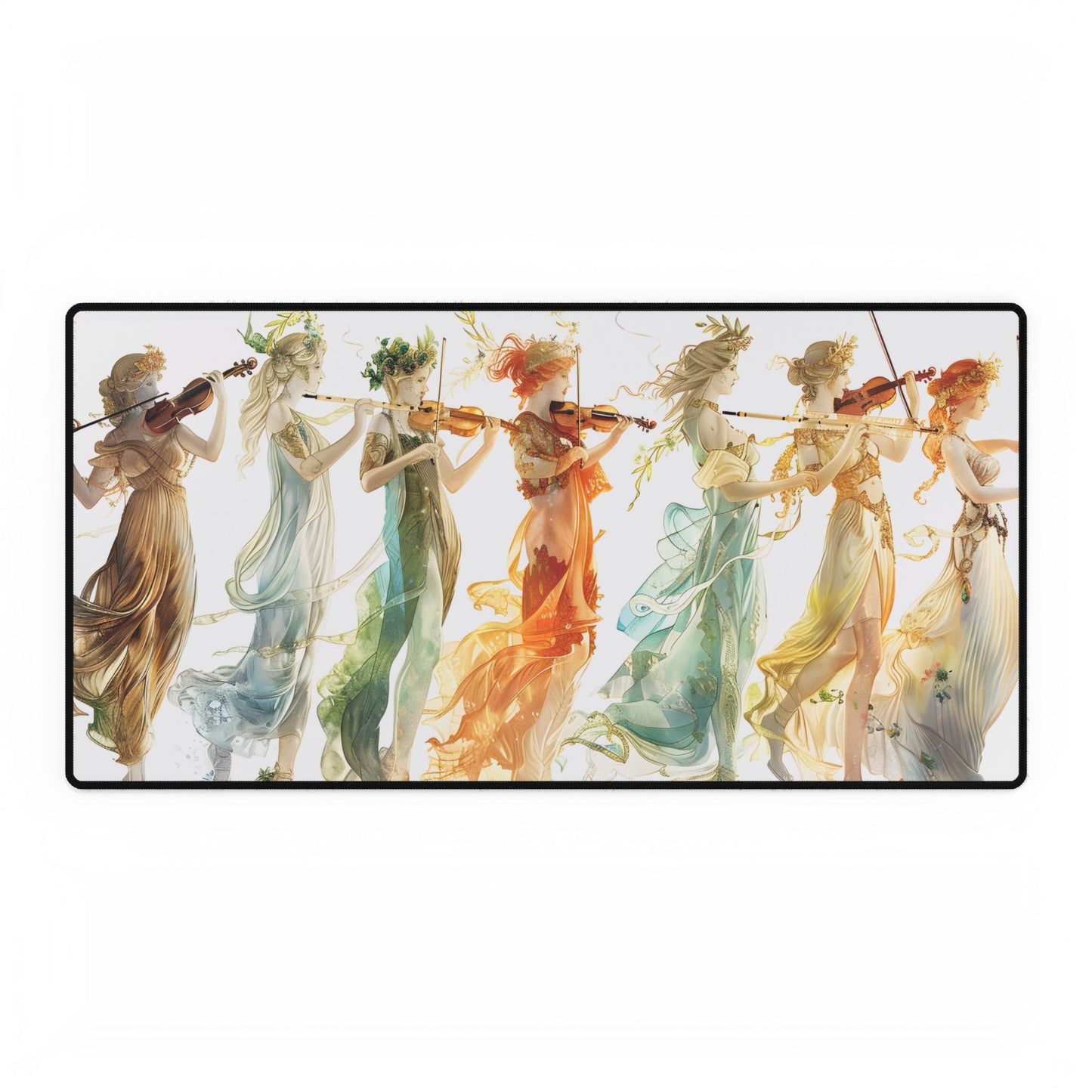 Ethereal Greek Goddesses: Serene Stylized Art - Desk Mat