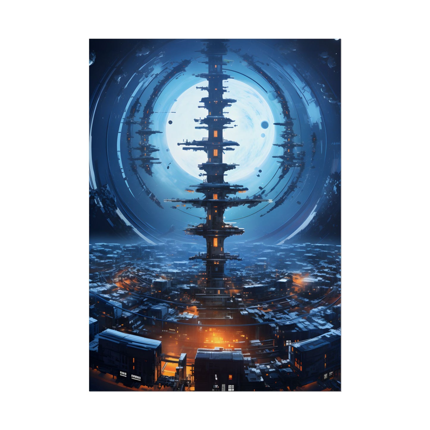 Aetherial Space Station: Low Earth Orbit Digital Art - Poster
