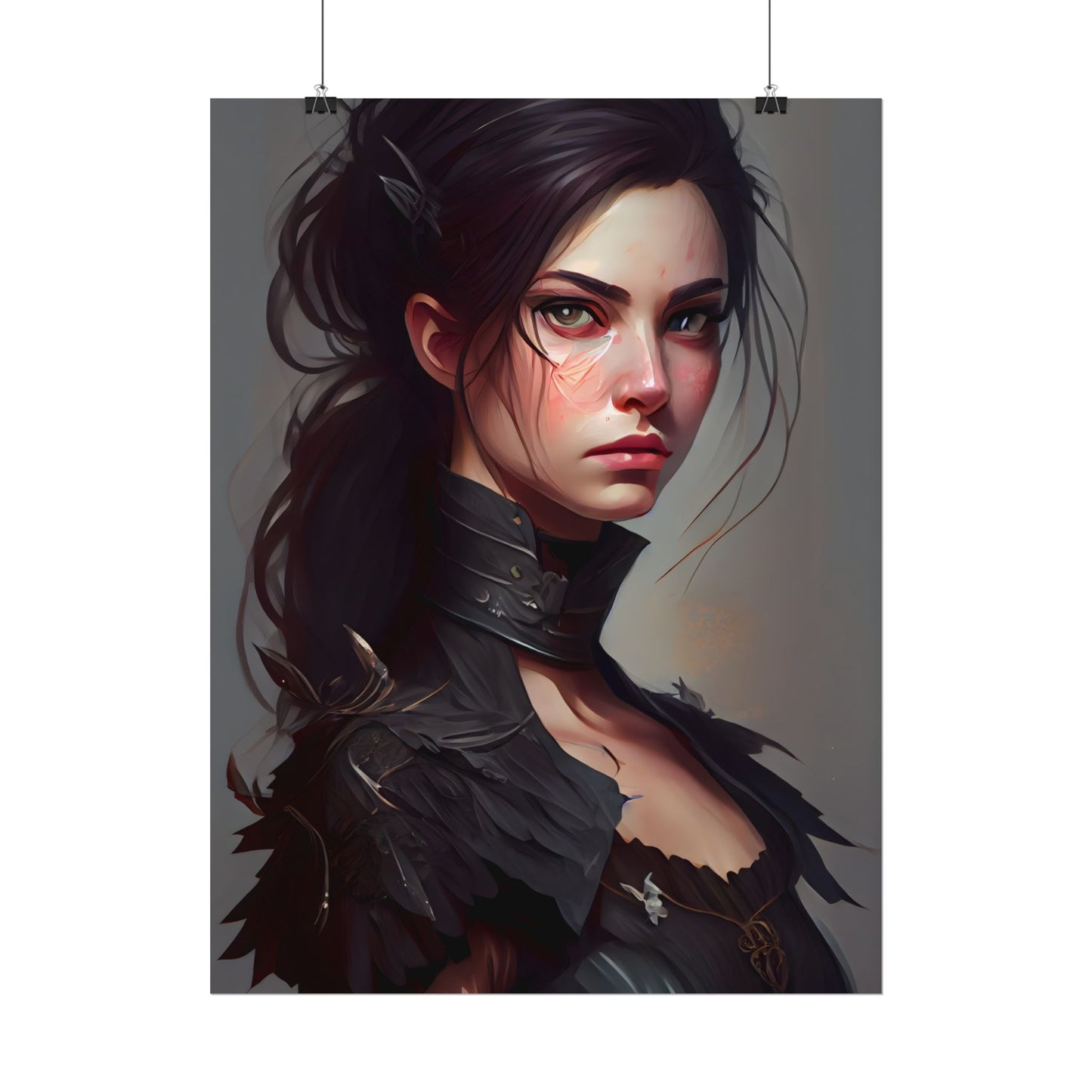 Artistic Female Portrait: Elegant Dress Digital Artwork - Poster