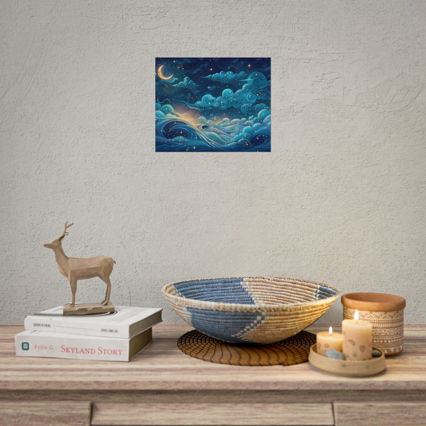 Twinkling Stellar Night Sky: Whimsical Dreamy Artwork - Poster
