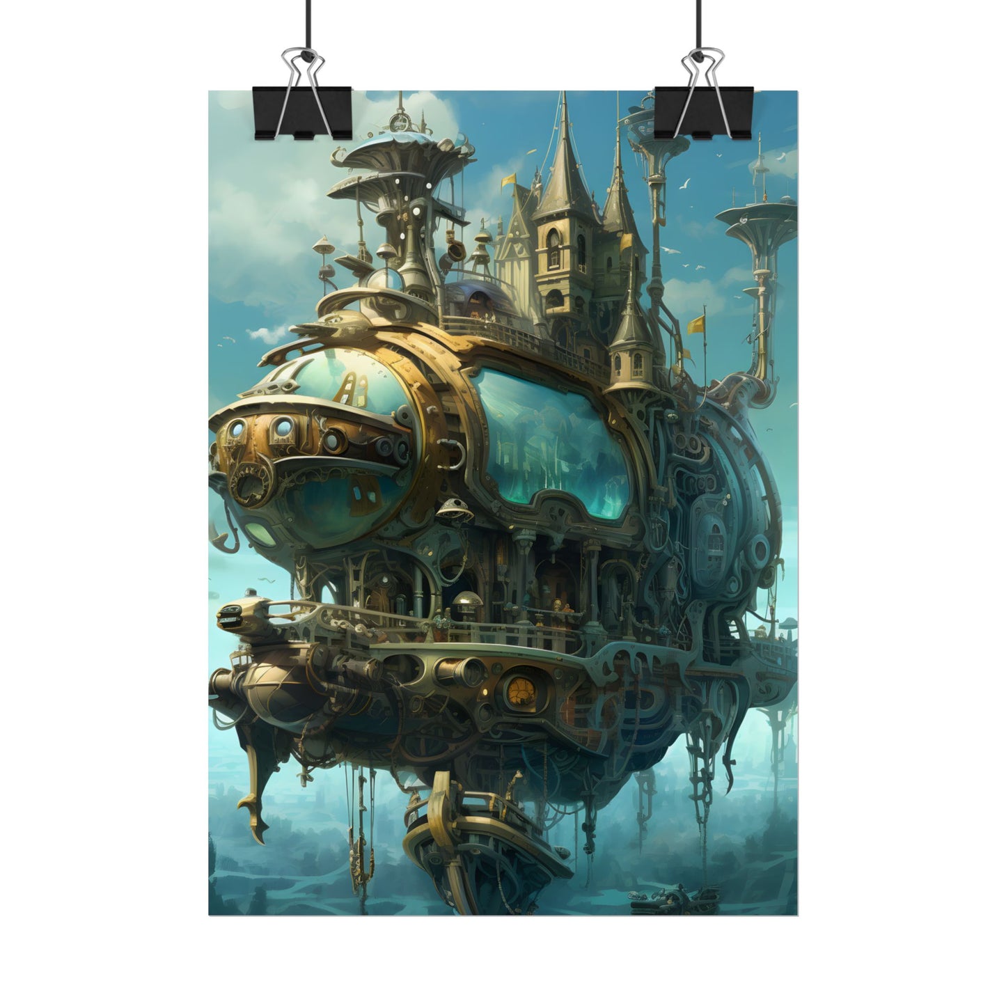 Steampunk Oceanic Adventure: A Crew's Journey Through Mechanical Tides - Poster