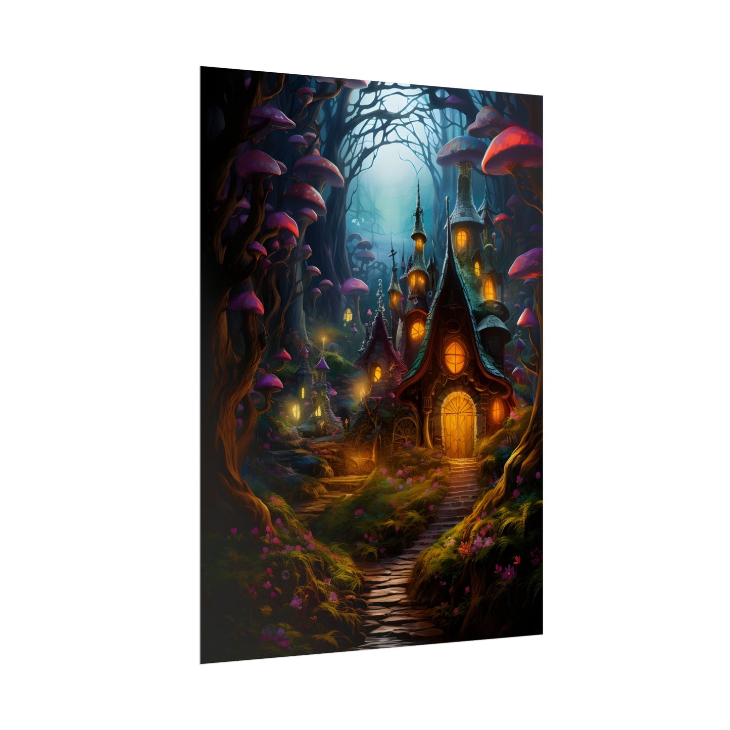 Enchanted Forest Boy: Whimsical Fairy Tale Scene - Poster