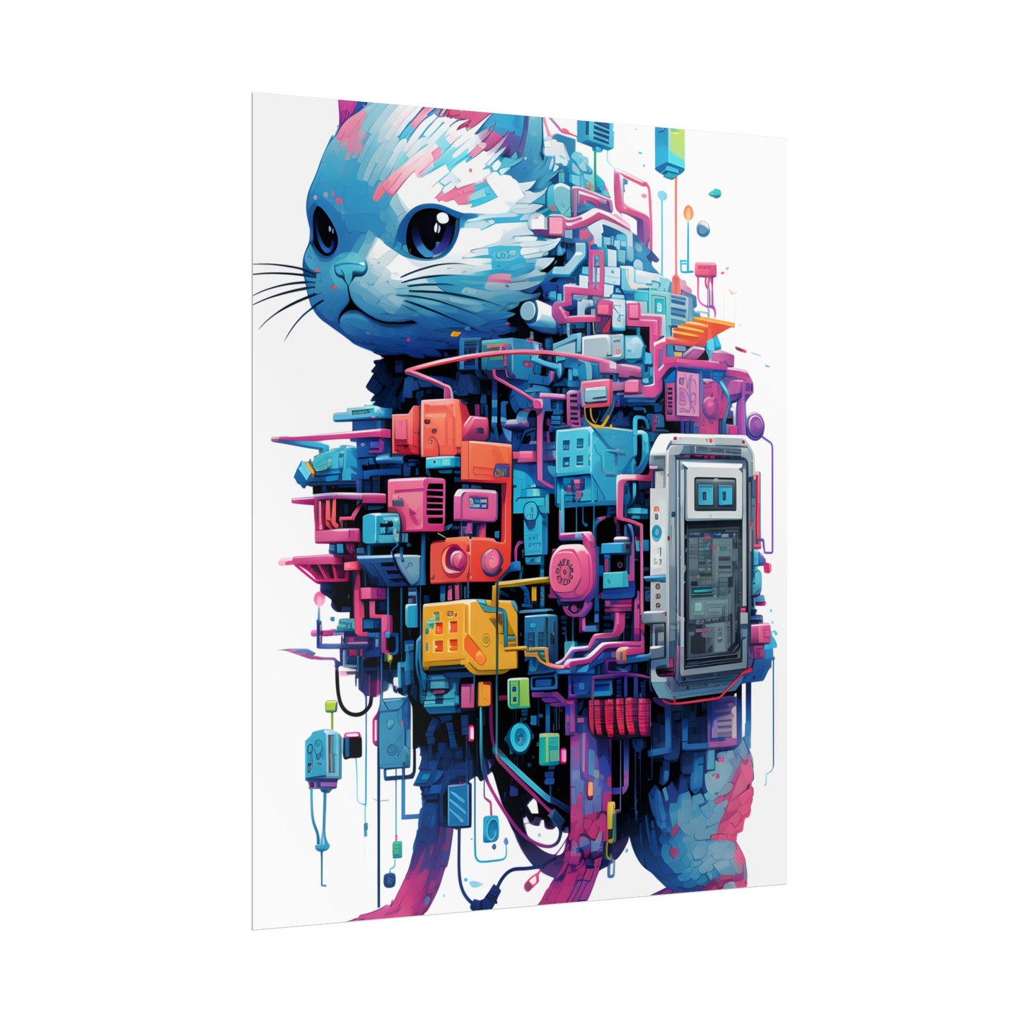 Whimsical Pixelated Cyber Pet: Retro-Style Digital Art - Poster