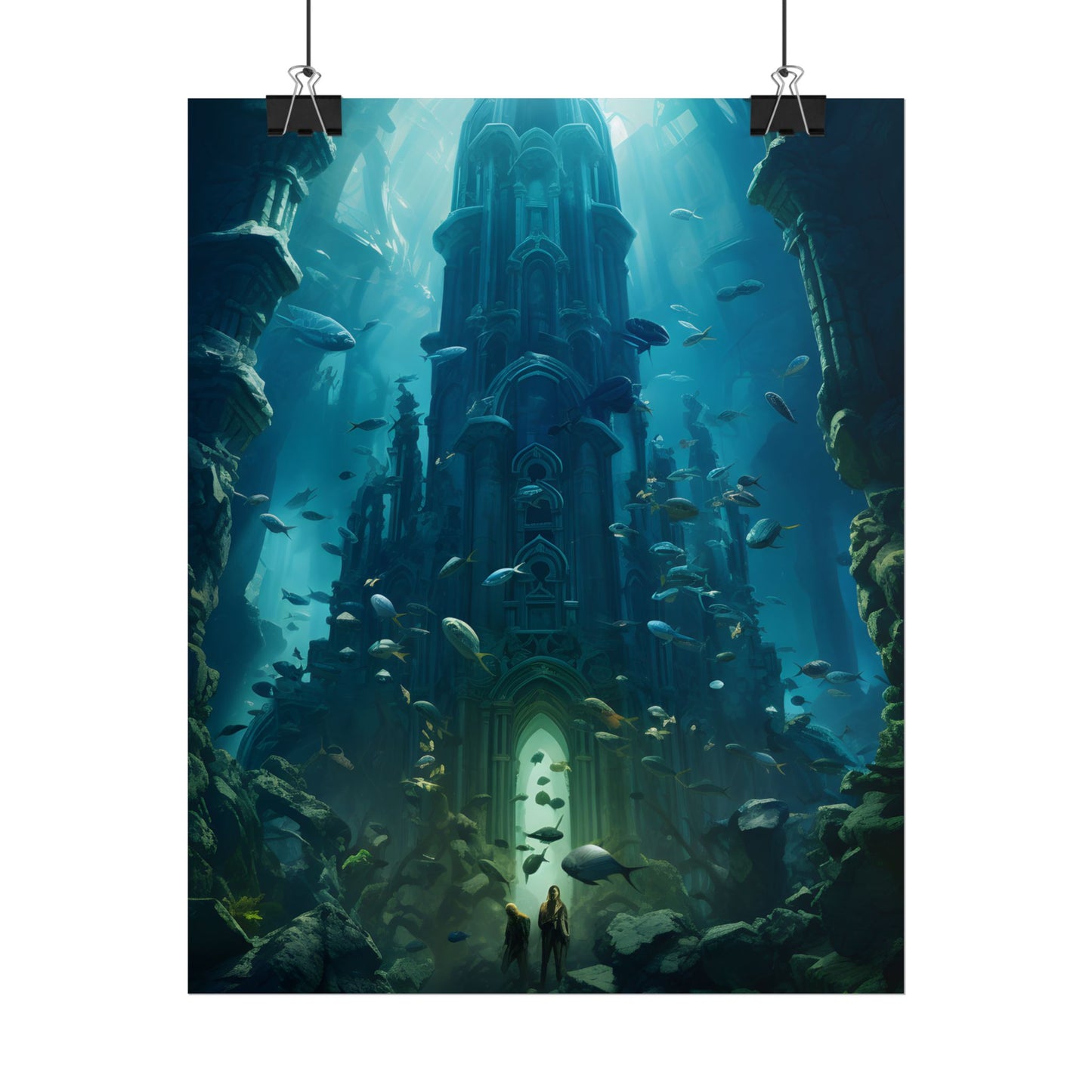 Sunken Ancient City: Underwater Ruins Digital Art - Poster