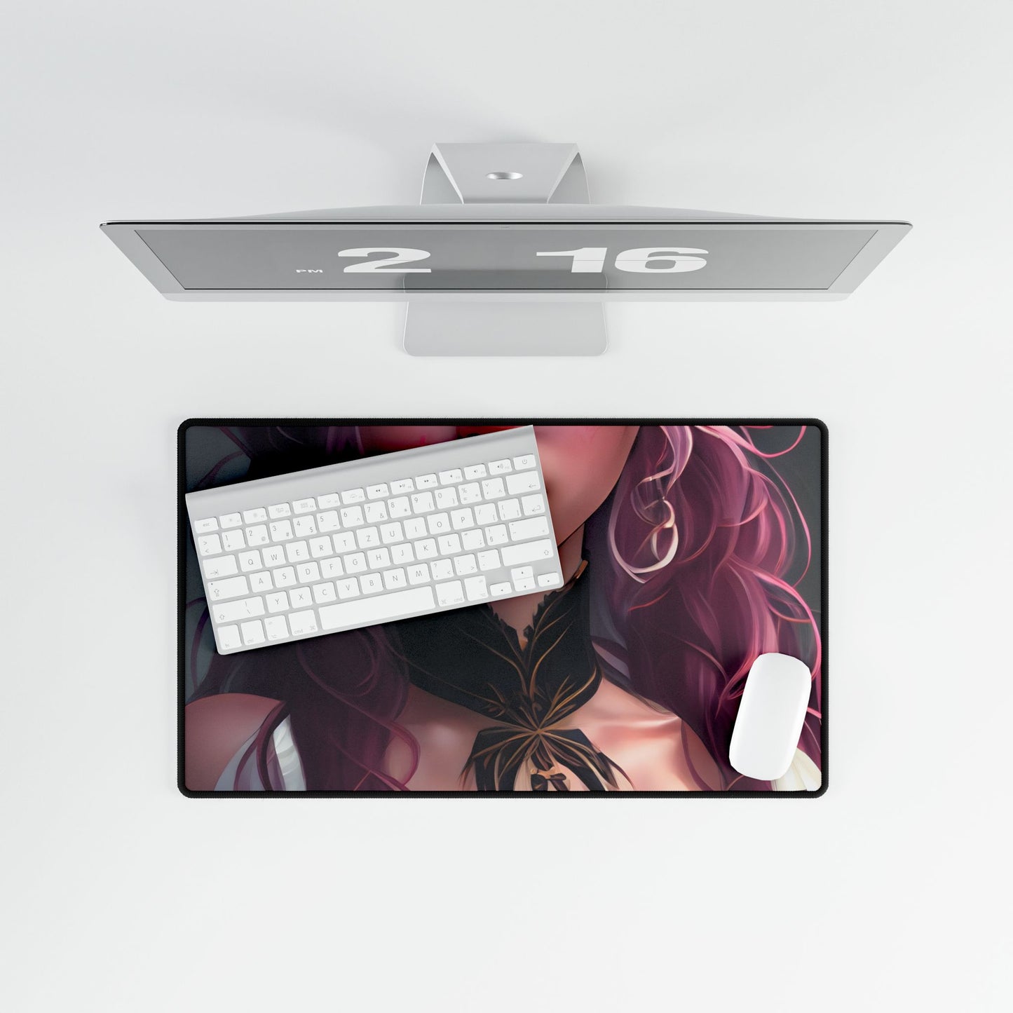 Astonishing Empowered Goddess: Pink Hair Portrait in Dreamscape - Desk Mat