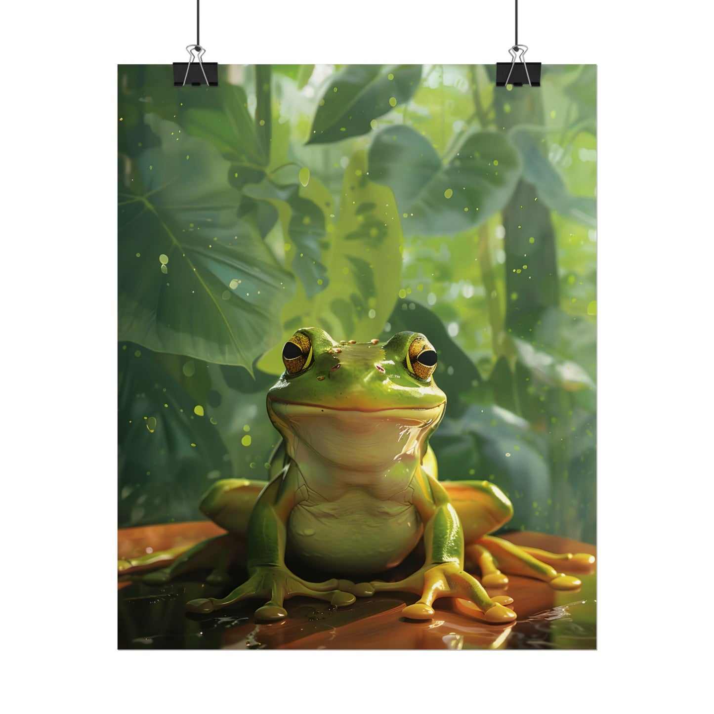 Whimsical Frog Oasis: A Peaceful Lily Pad Scene - Poster