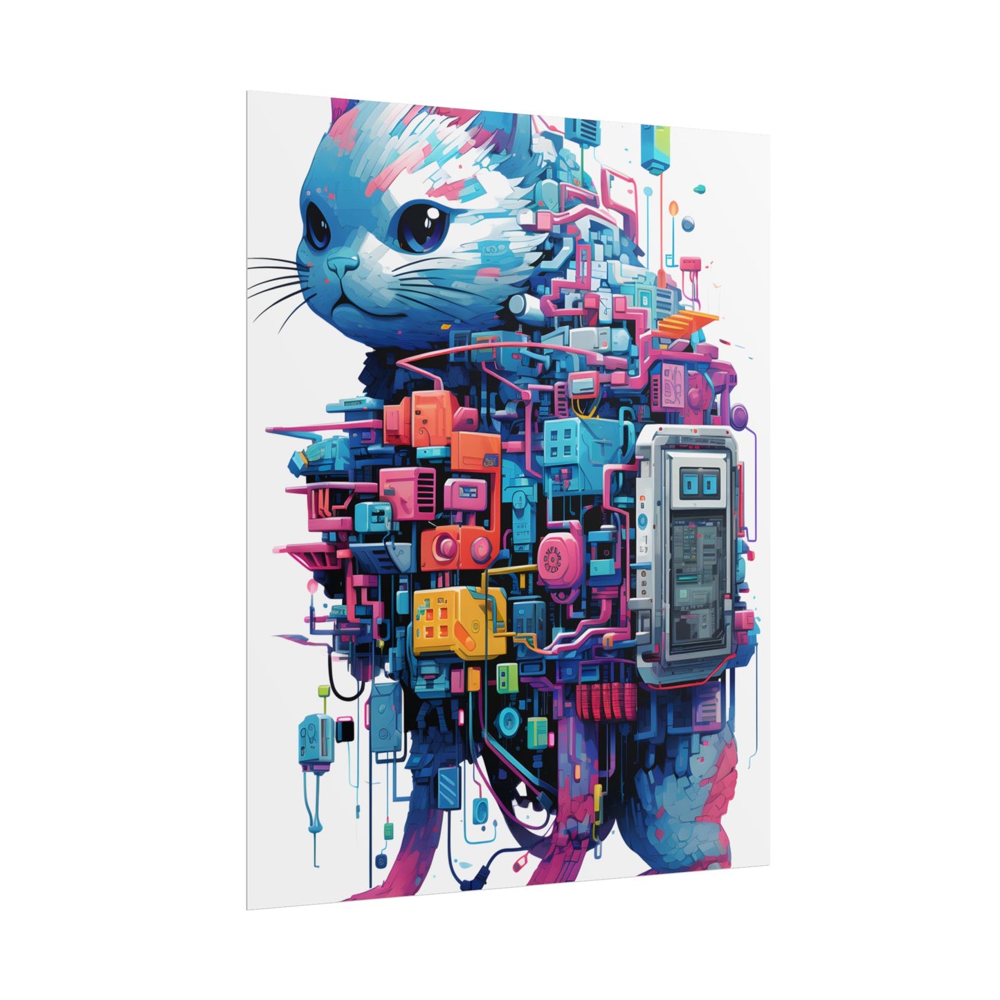 Whimsical Pixelated Cyber Pet: Retro-Style Digital Art - Poster