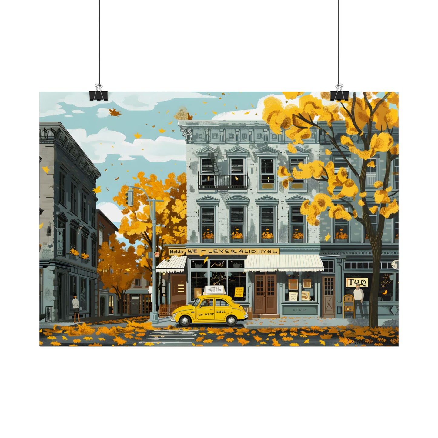 Whimsical Yellow Building: Ornate Illustration Artwork - Poster