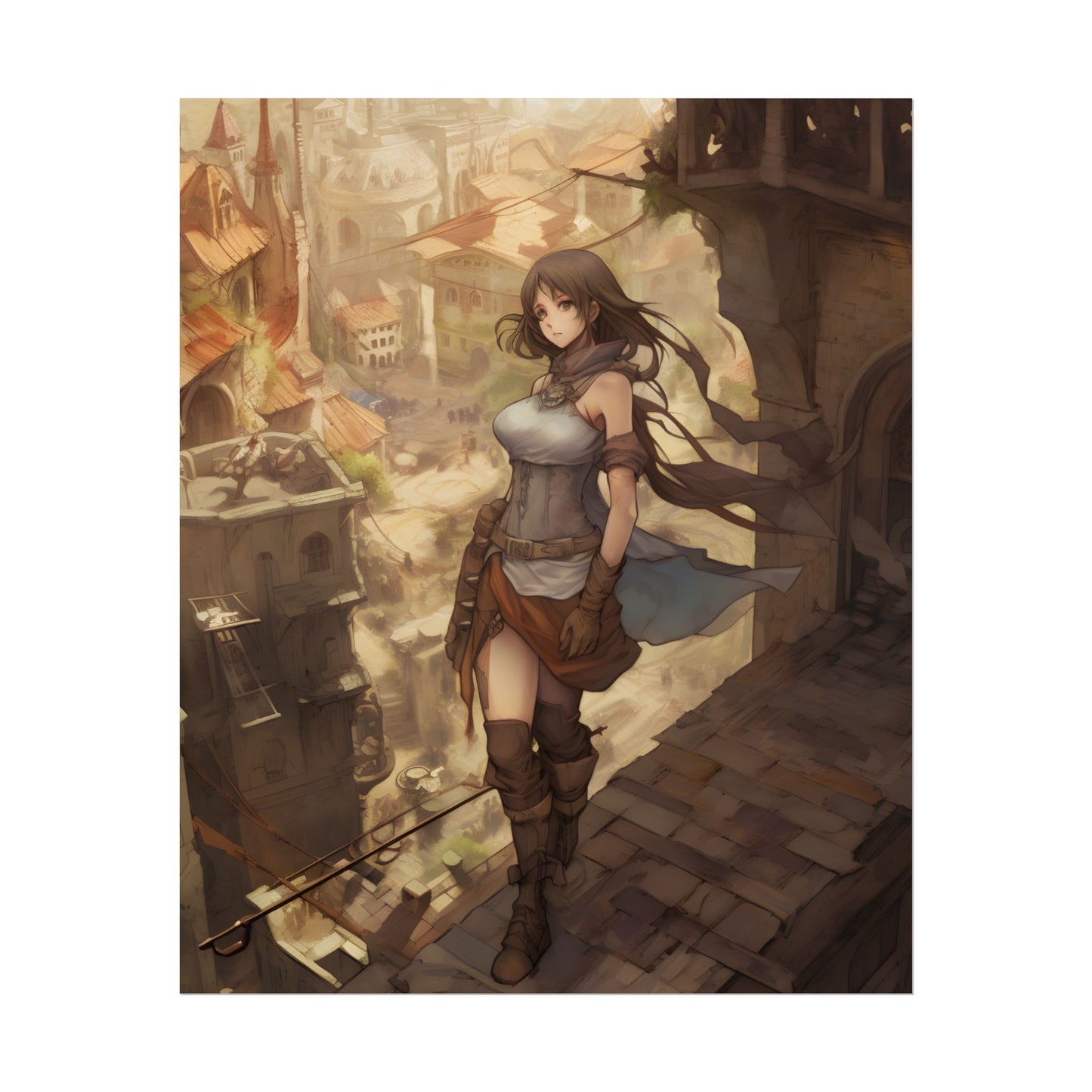 Anime Landscape Serenity: Peaceful Tree Scene Artwork - Poster
