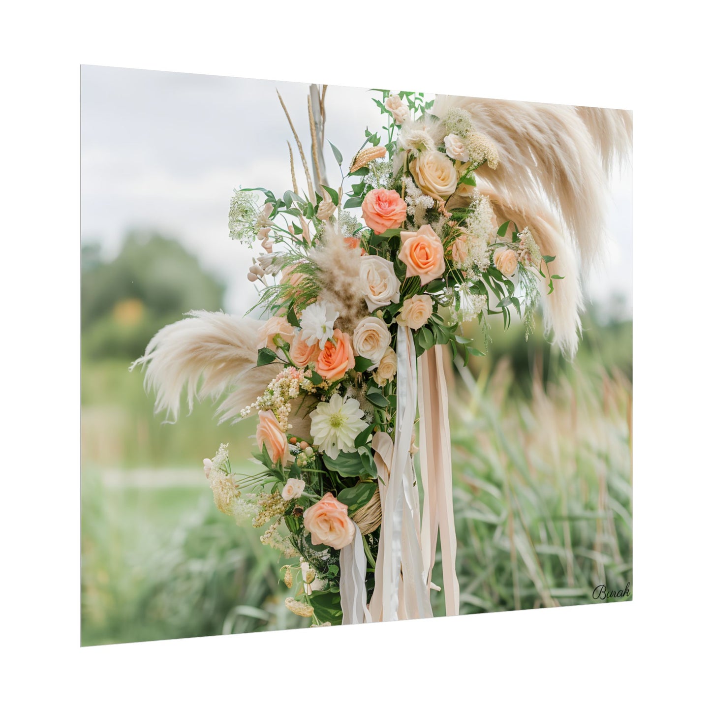 Whimsical Floral Wonders: Vibrant Pampas Garden Art - Poster