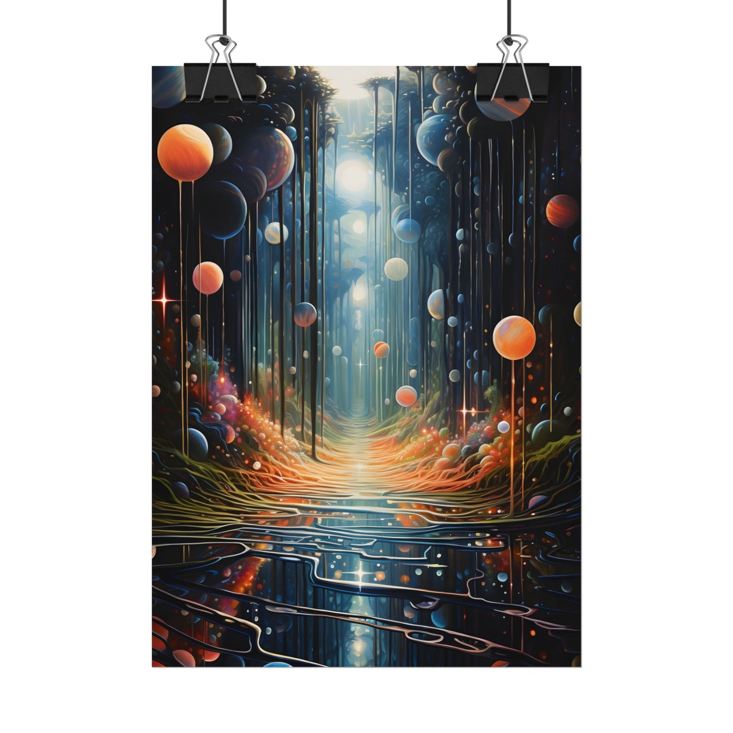 Vibrant Celestial Art Gallery: Otherworldly Landscape - Poster
