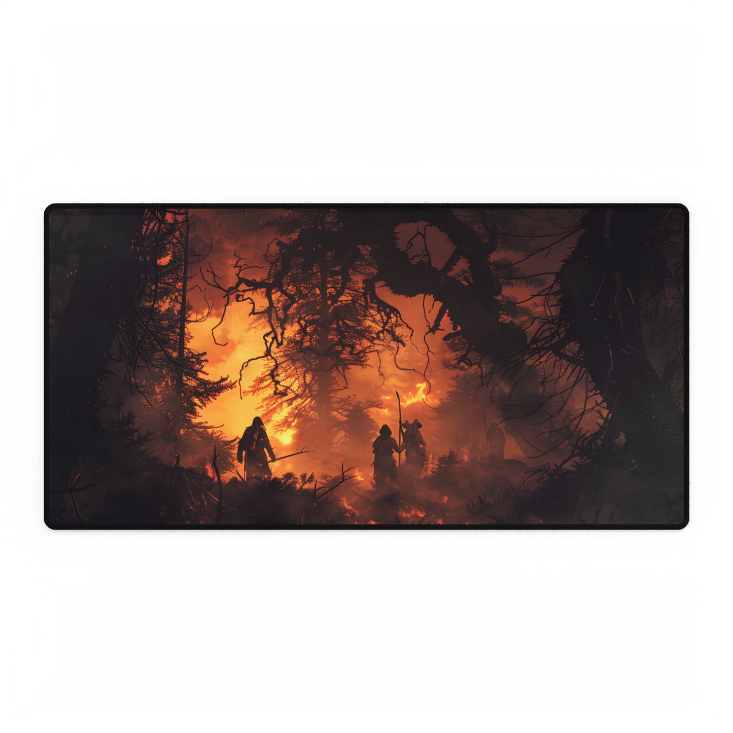 Misty Sunset Forest: Group Gathering - Desk Mat
