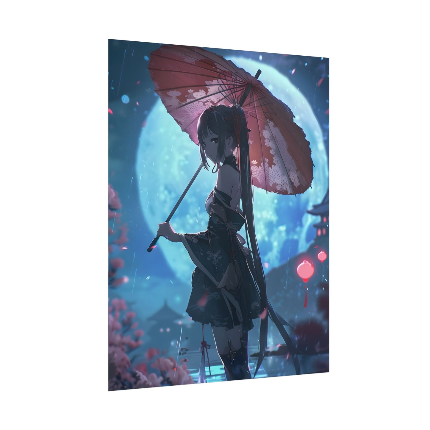 Anime Winter Girl: Gentle Snow Scene Art - Poster