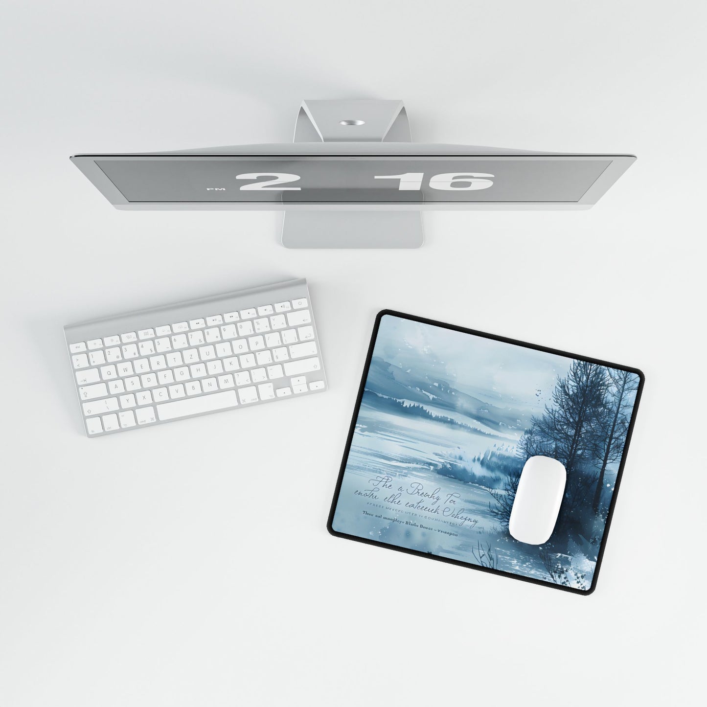 Peaceful Serenity: Winding River and Forest Reflections - Desk Mat