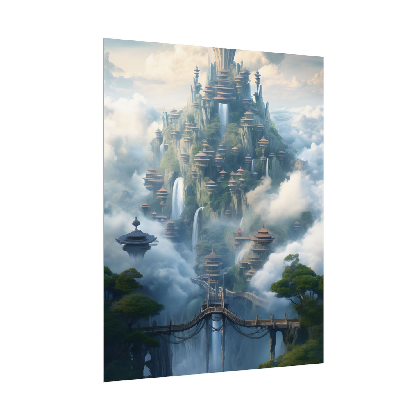 Surreal Floating City: Celestial Fantasy Realm Artwork - Poster