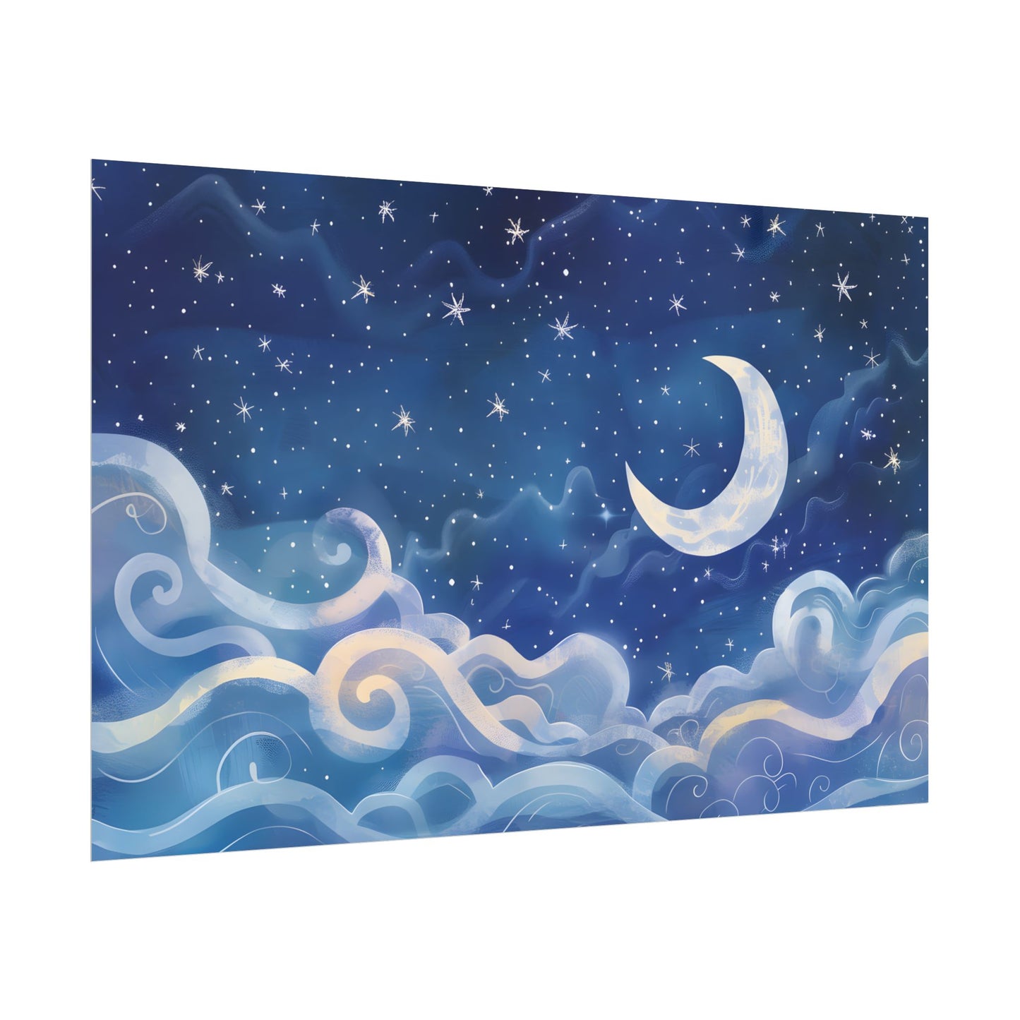 Whimsical Night Sky Dreams: Magical Illustration - Poster