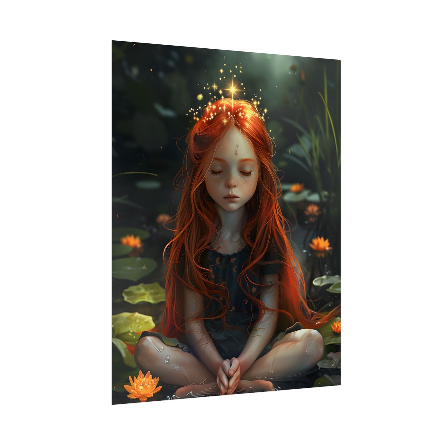 Vibrant Young Girl: Sparkling Red Hair Artwork - Poster