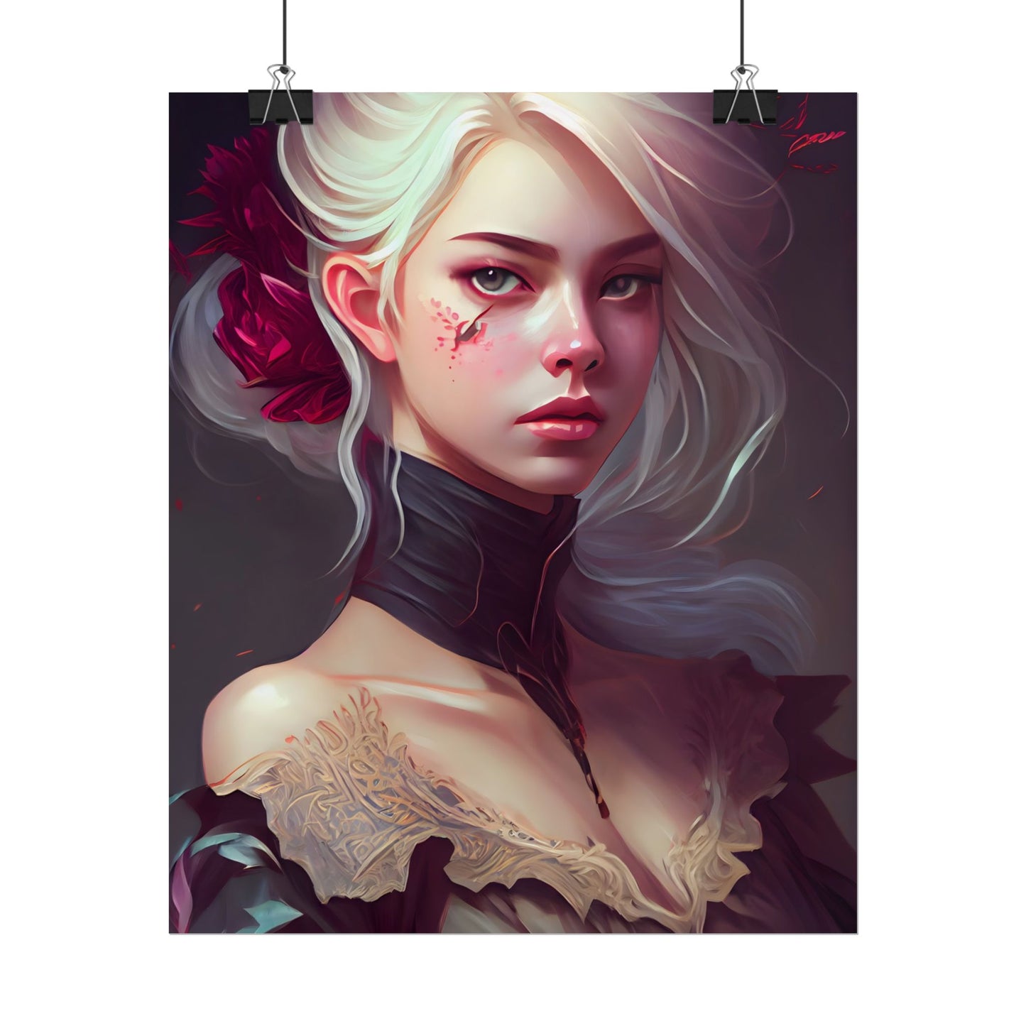 Blonde Beauty in Nature: Realistic Portrait Art - Poster