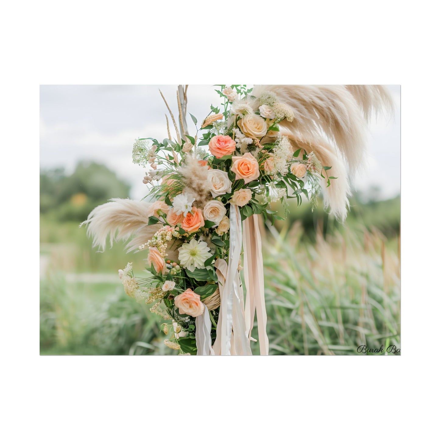 Whimsical Floral Wonders: Vibrant Pampas Garden Art - Poster