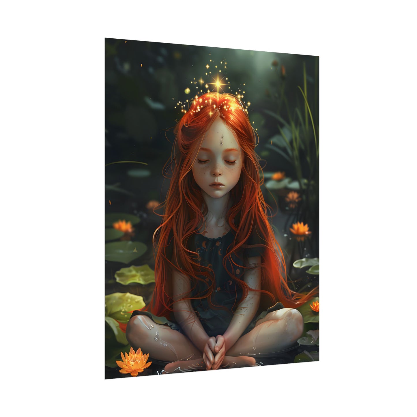 Vibrant Young Girl: Sparkling Red Hair Artwork - Poster