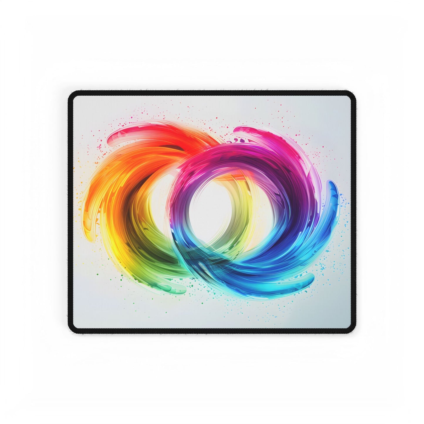 Swirling Colors: Gradient Artwork with Red, Blue, and Yellow Circles - Desk Mat