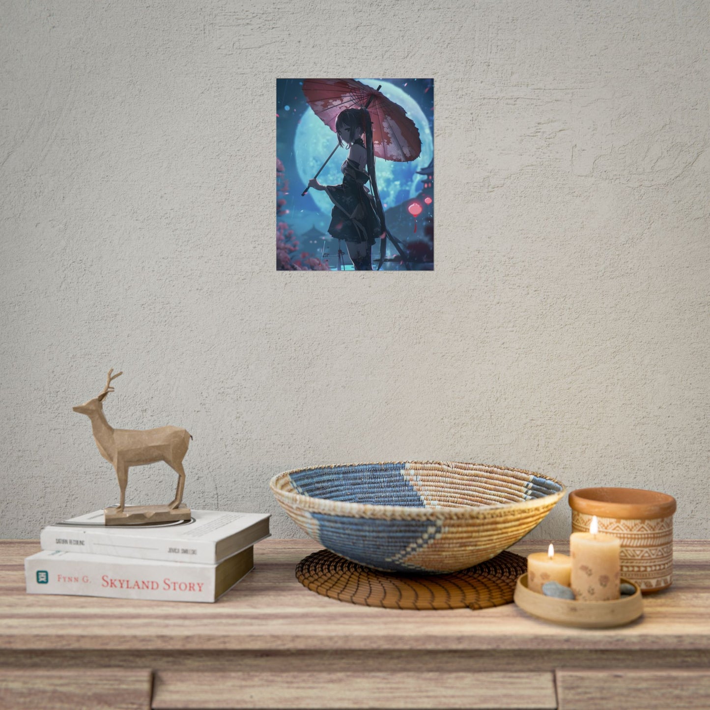 Anime Winter Girl: Gentle Snow Scene Art - Poster