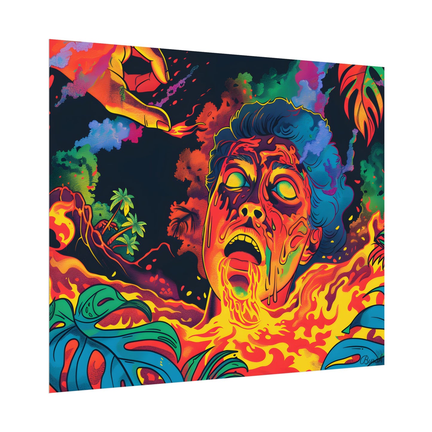 Whimsical Reading Moment: Cartoonish Illustration - Poster