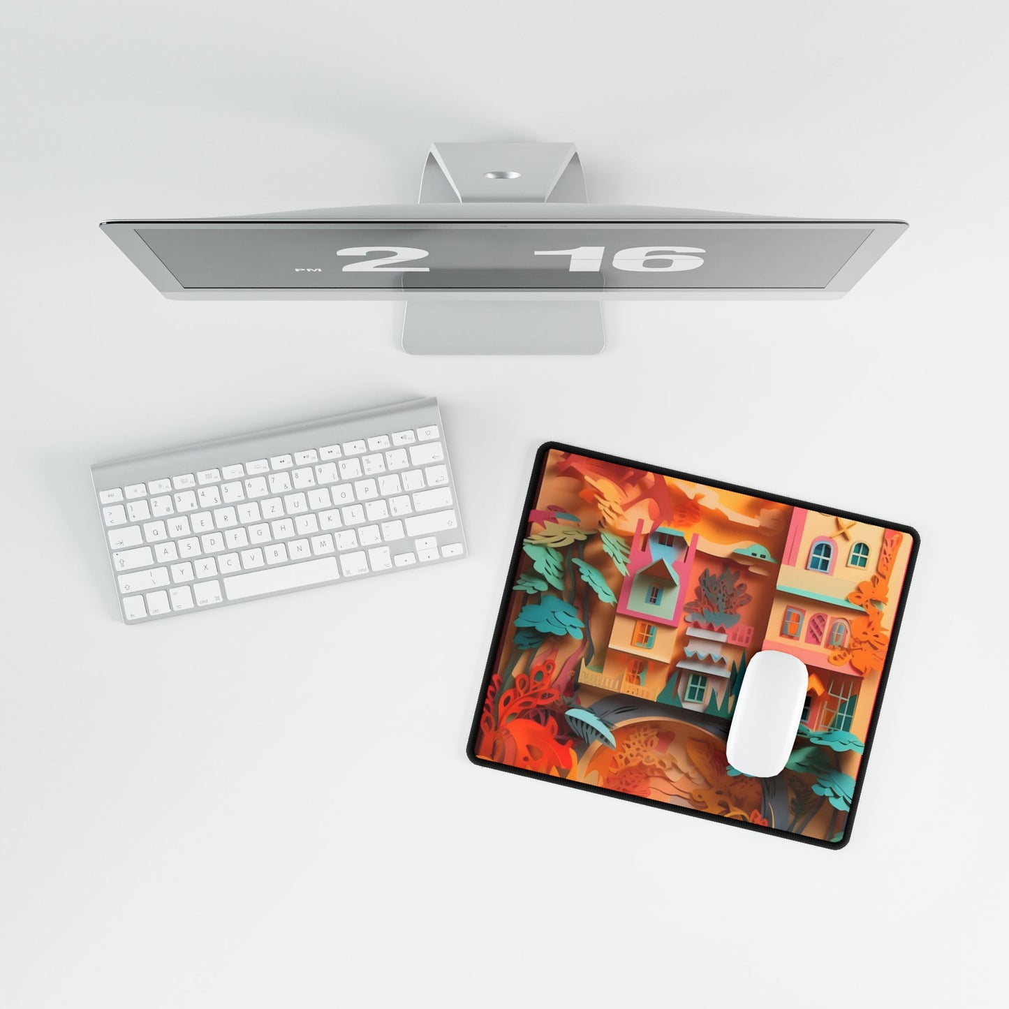 Whimsical Paper Quilling Illusion: Realistic Photograph - Desk Mat