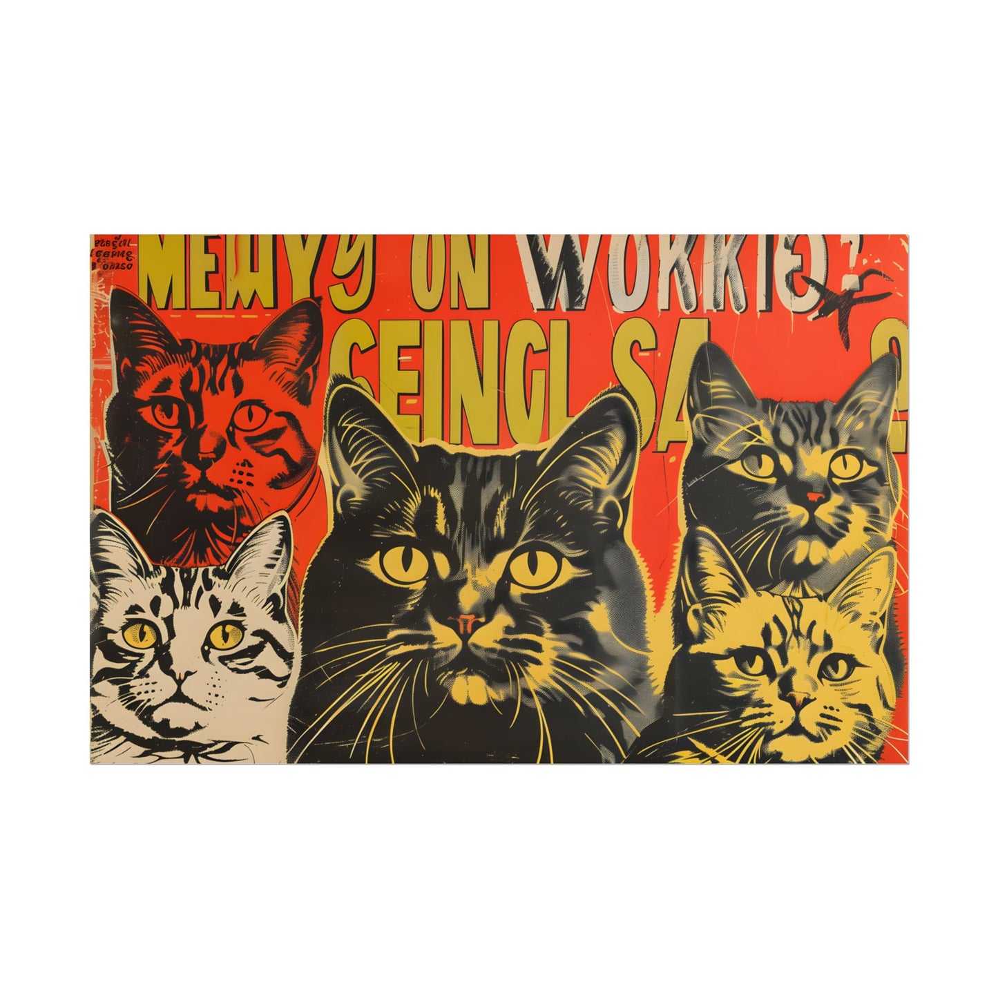 Whisked Away: A Soviet-Inspired Poster Featuring Multiple Feline Friends - Poster