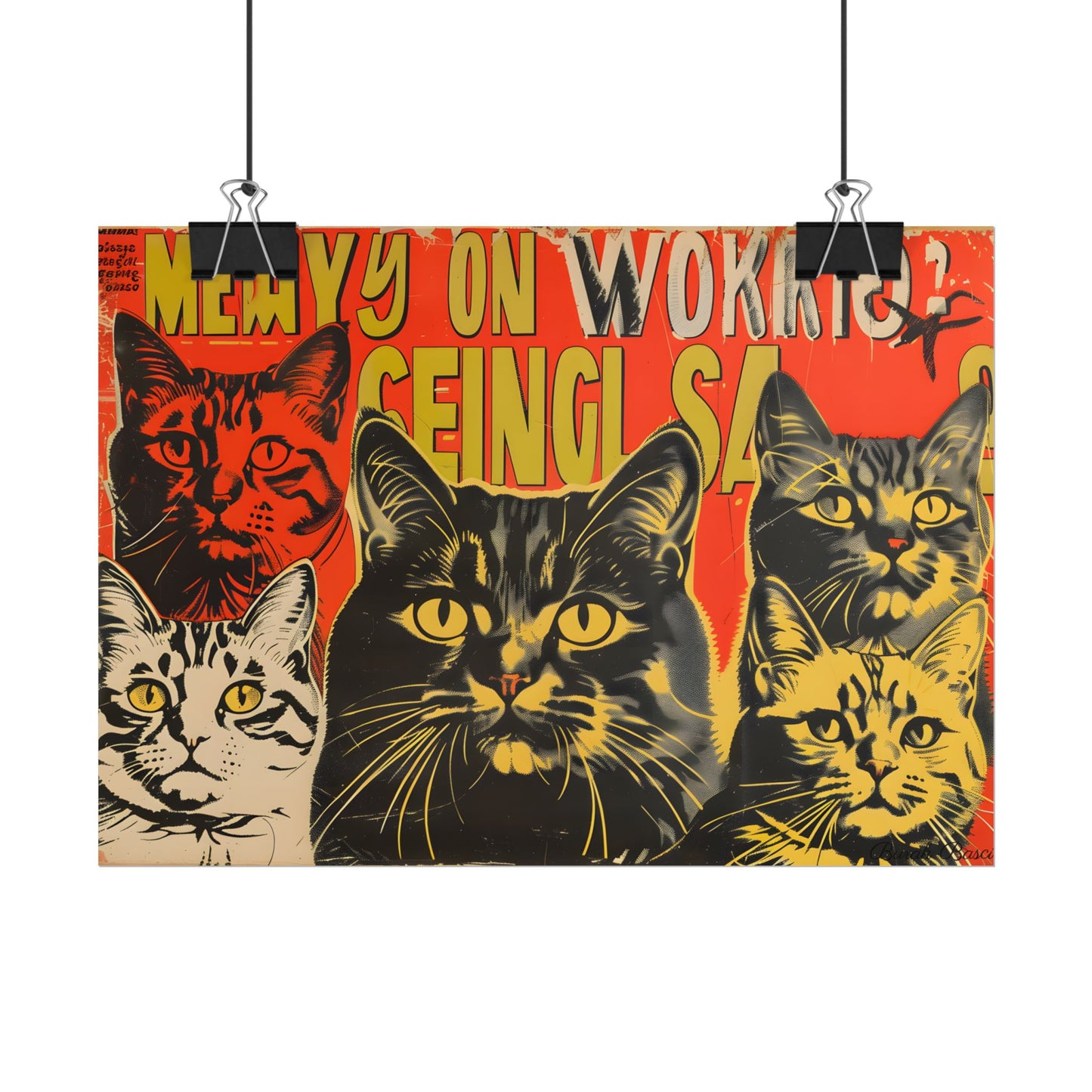 Whisked Away: A Soviet-Inspired Poster Featuring Multiple Feline Friends - Poster