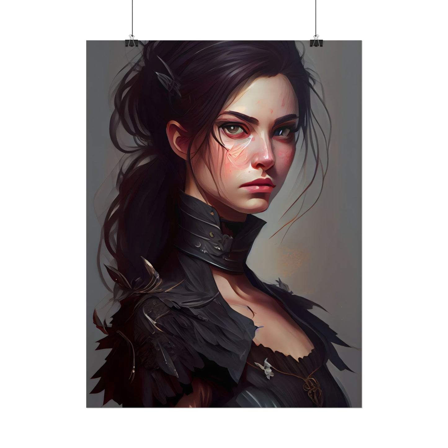 Artistic Female Portrait: Elegant Dress Digital Artwork - Poster