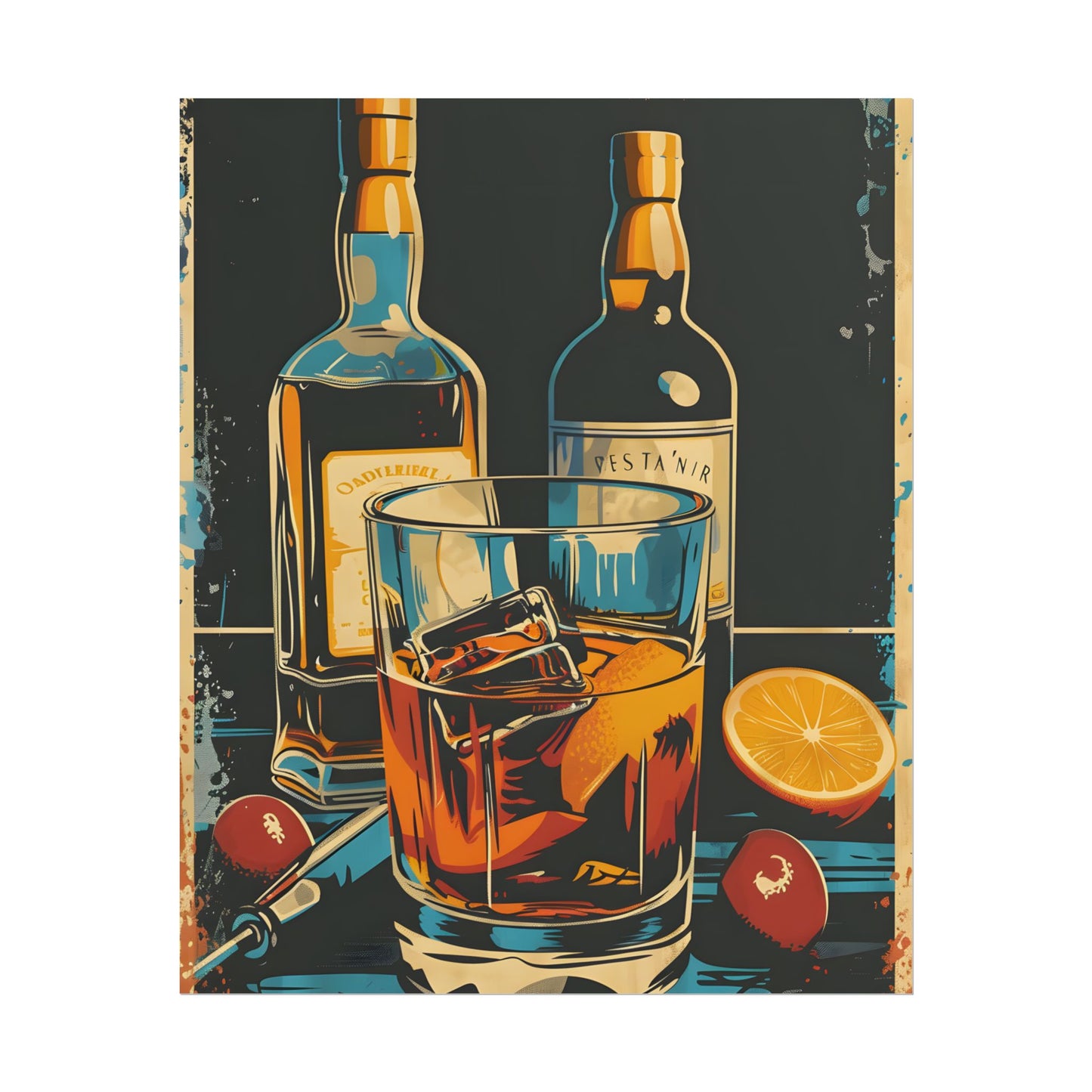 Vintage Cocktail Hour: Old-Fashioned Glass Artwork - Poster