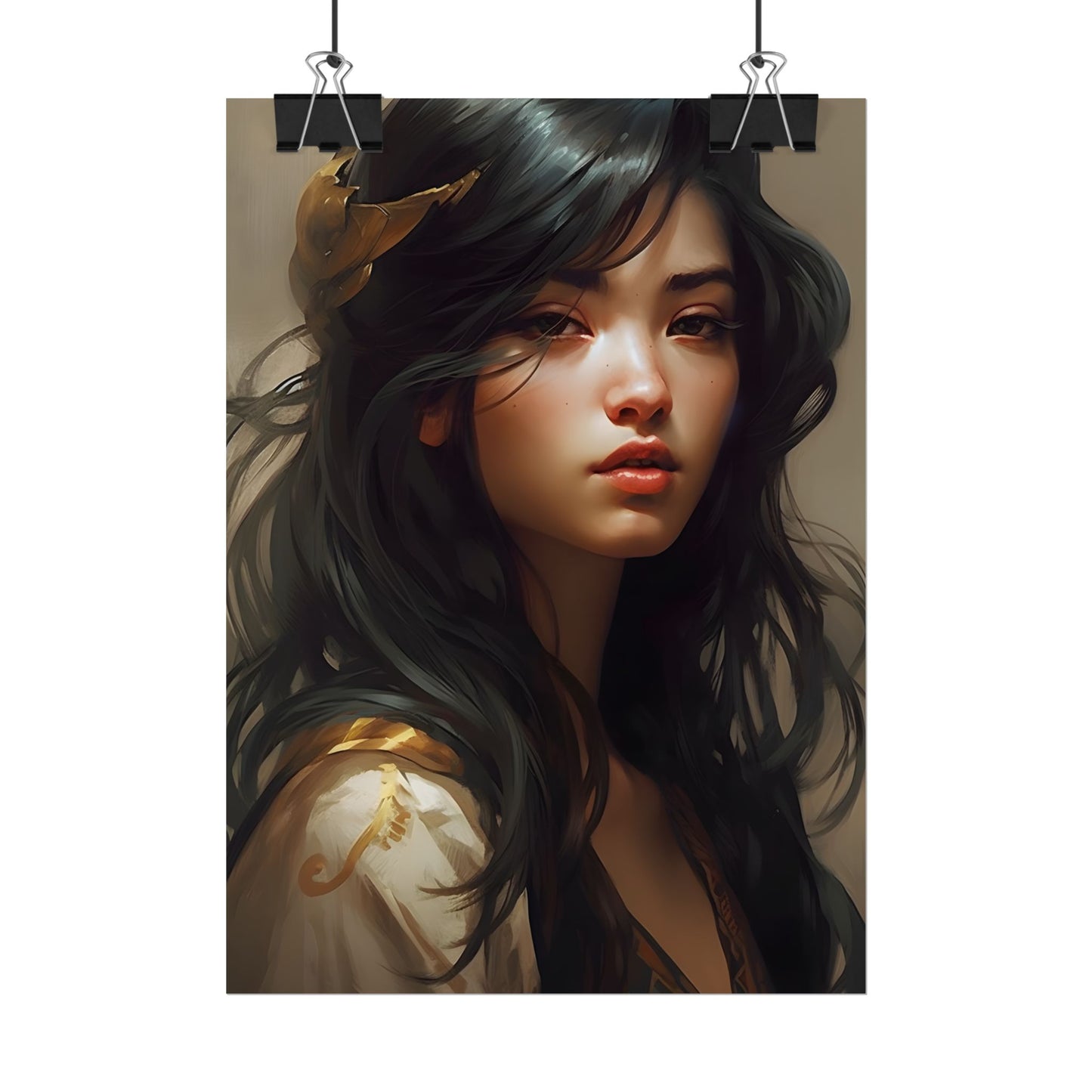 Astonishing Black Haired Portrait: Digital Artwork - Poster
