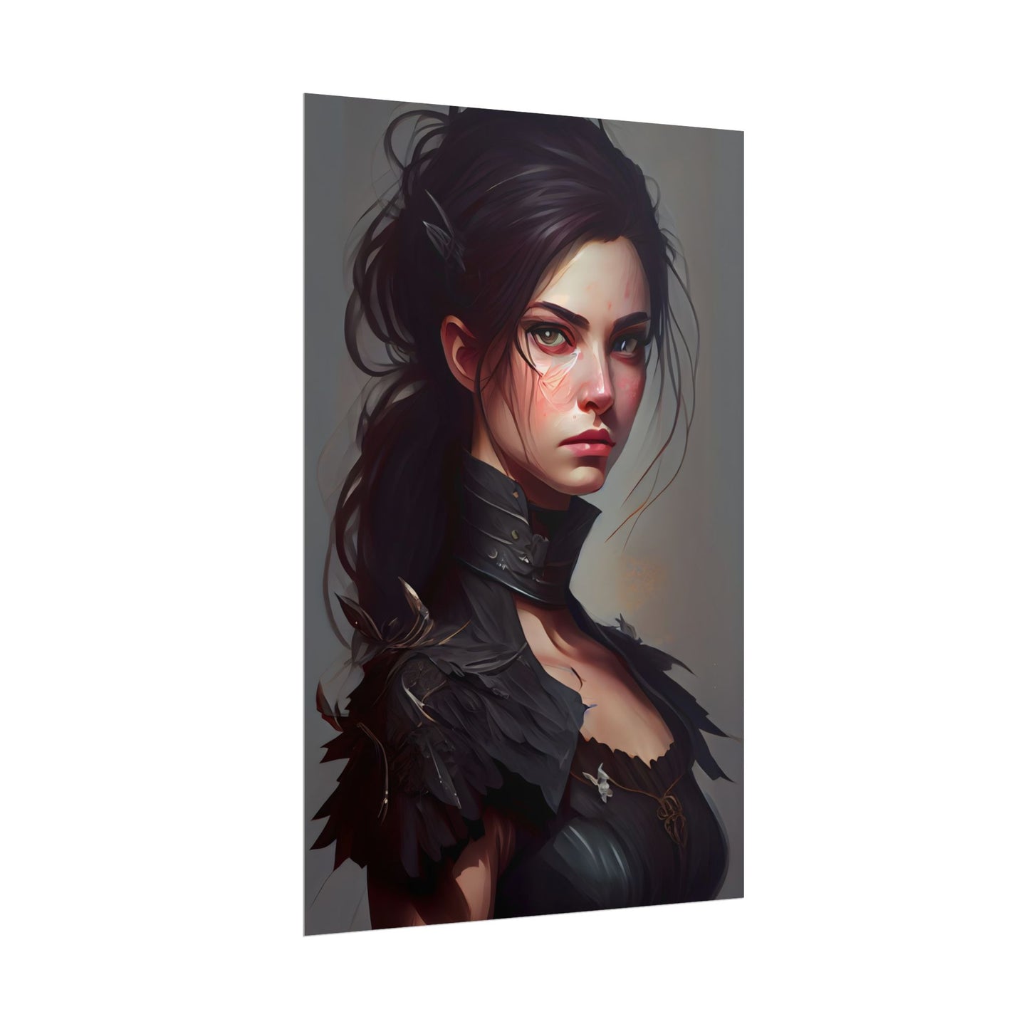 Artistic Female Portrait: Elegant Dress Digital Artwork - Poster